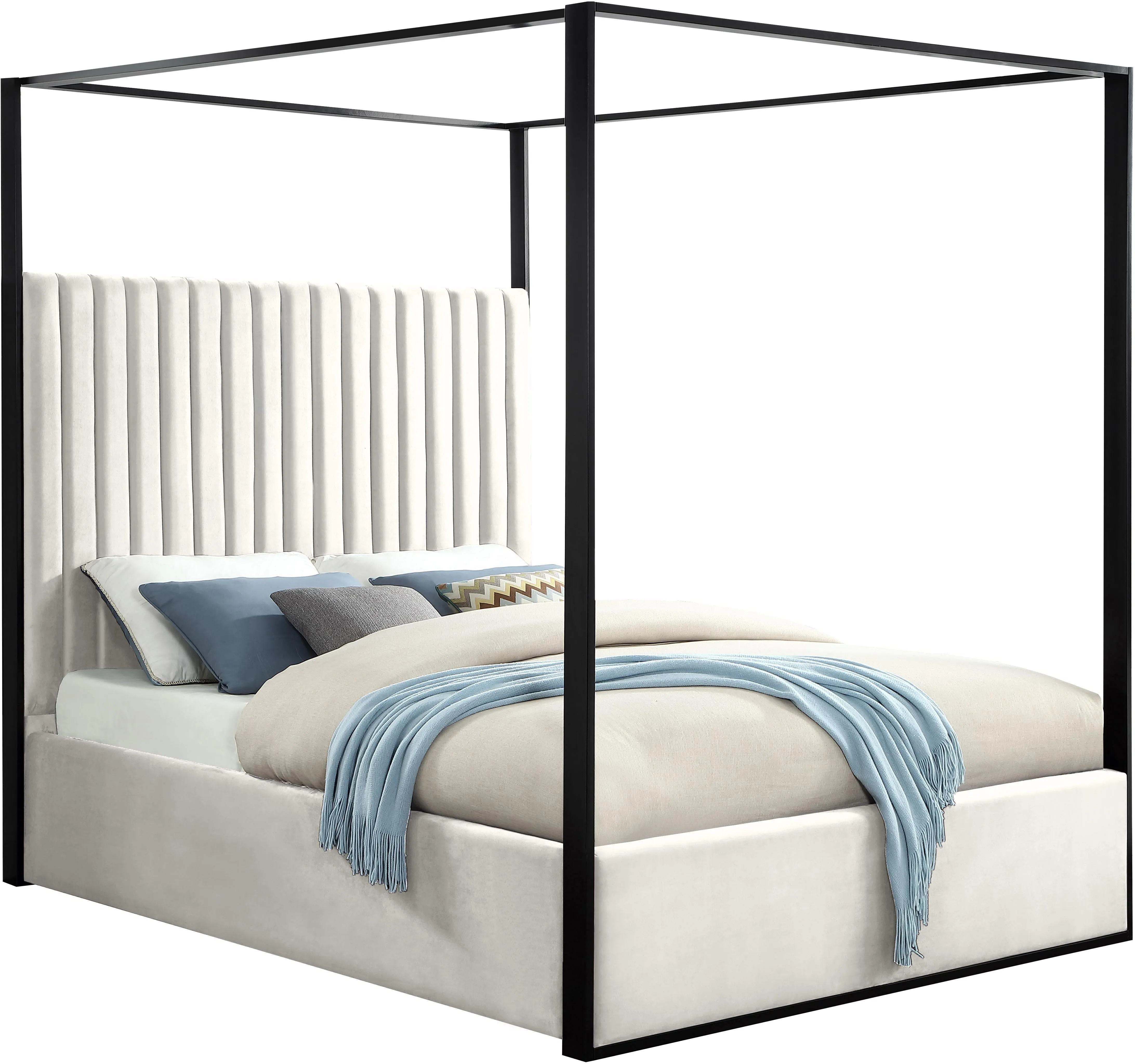 Jax Cream Velvet King Bed