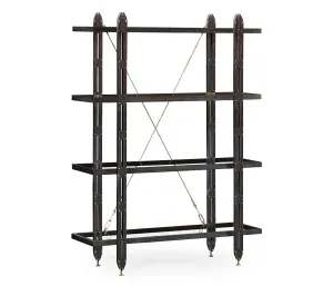 JC Edited - Architects House Collection - 4-Tier Black Mocha Oak Architectural tagre