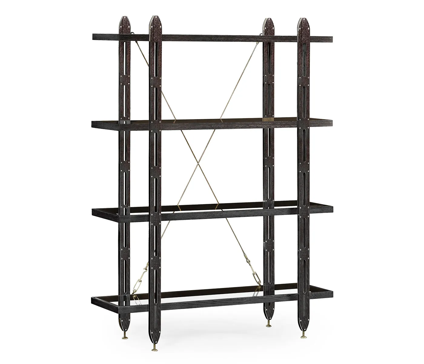 JC Edited - Architects House Collection - 4-Tier Black Mocha Oak Architectural tagre