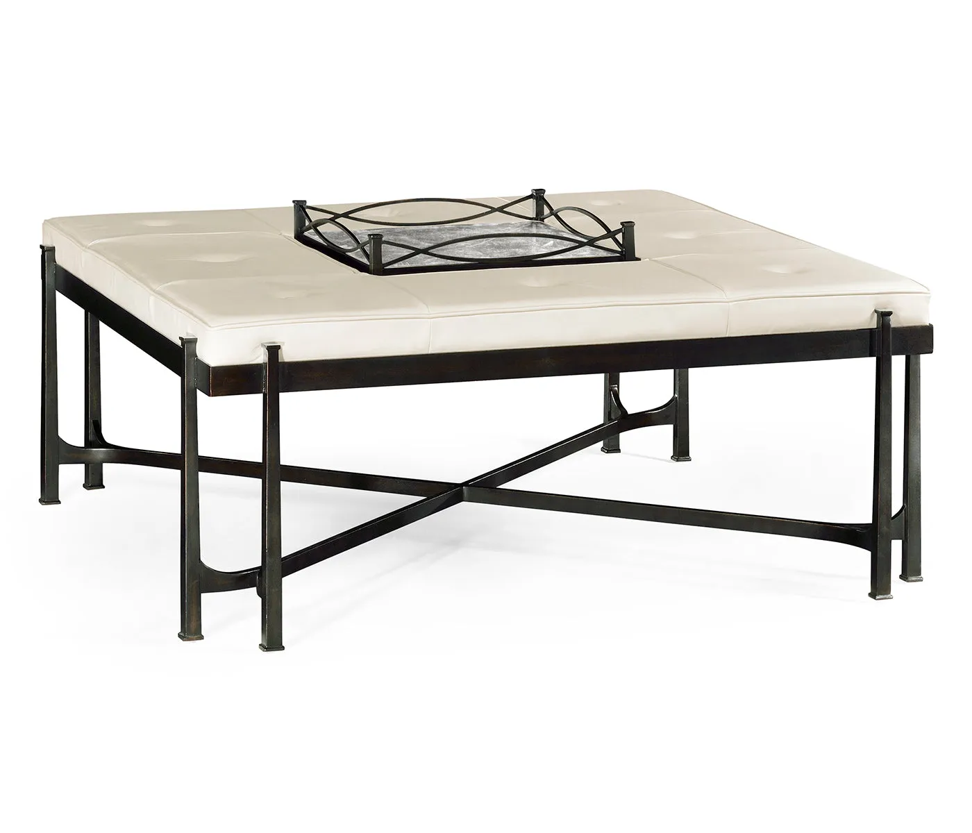 JC Modern - Luxe Collection - glomis and Bronze Iron Cocktail Ottoman