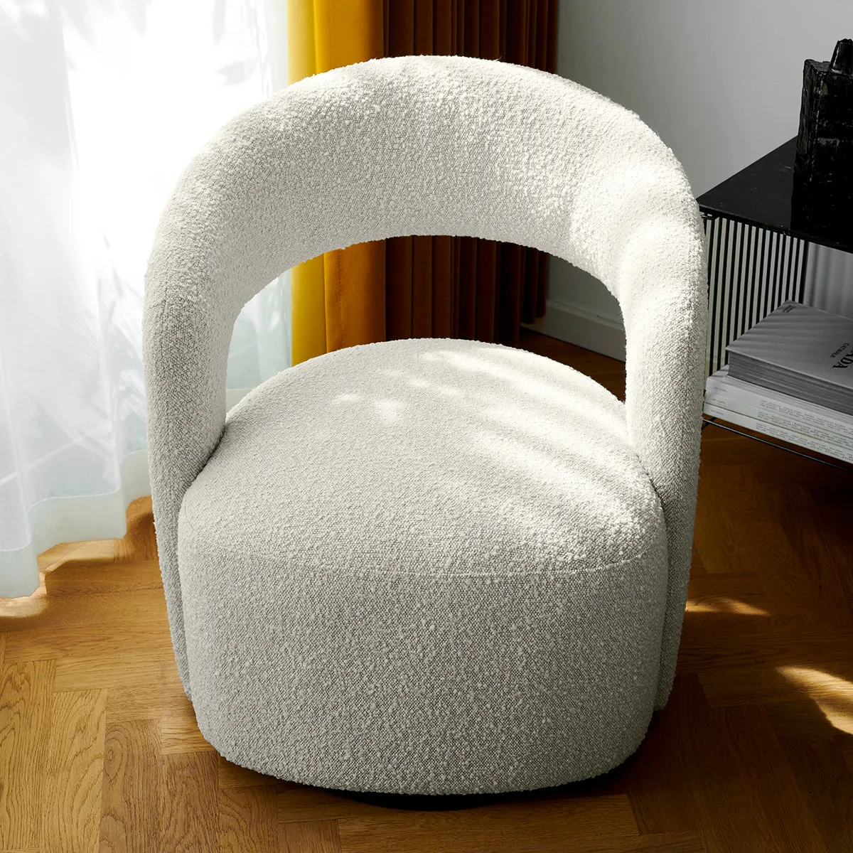 Judi Boucle Swivel Armchair