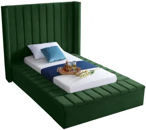 Kiki Green Velvet Twin Bed (3 Boxes)
