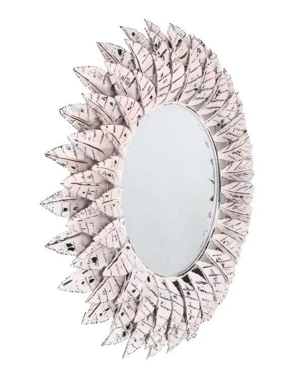 LEAF PINK DISTRESSED MIRROR