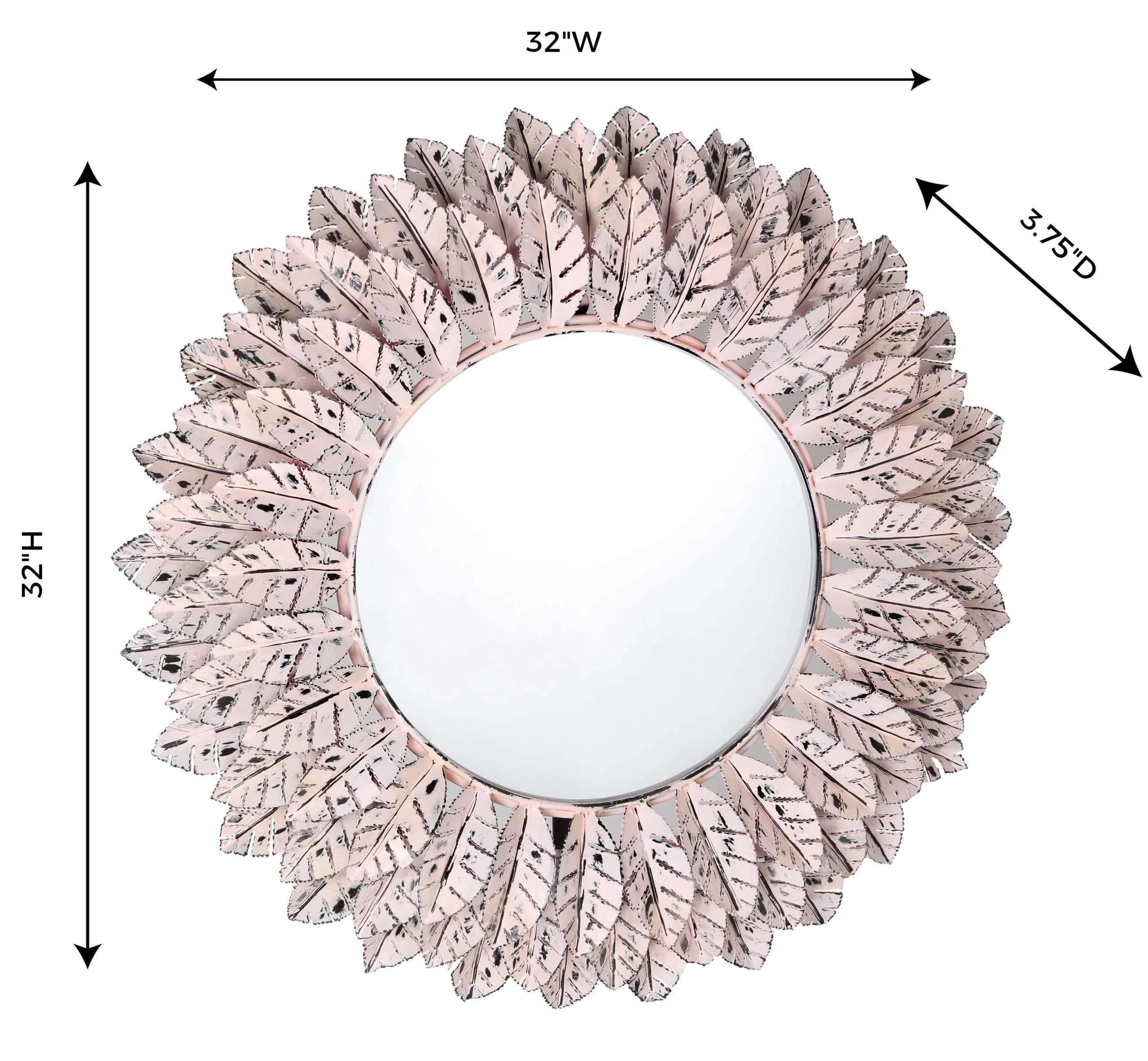 LEAF PINK DISTRESSED MIRROR