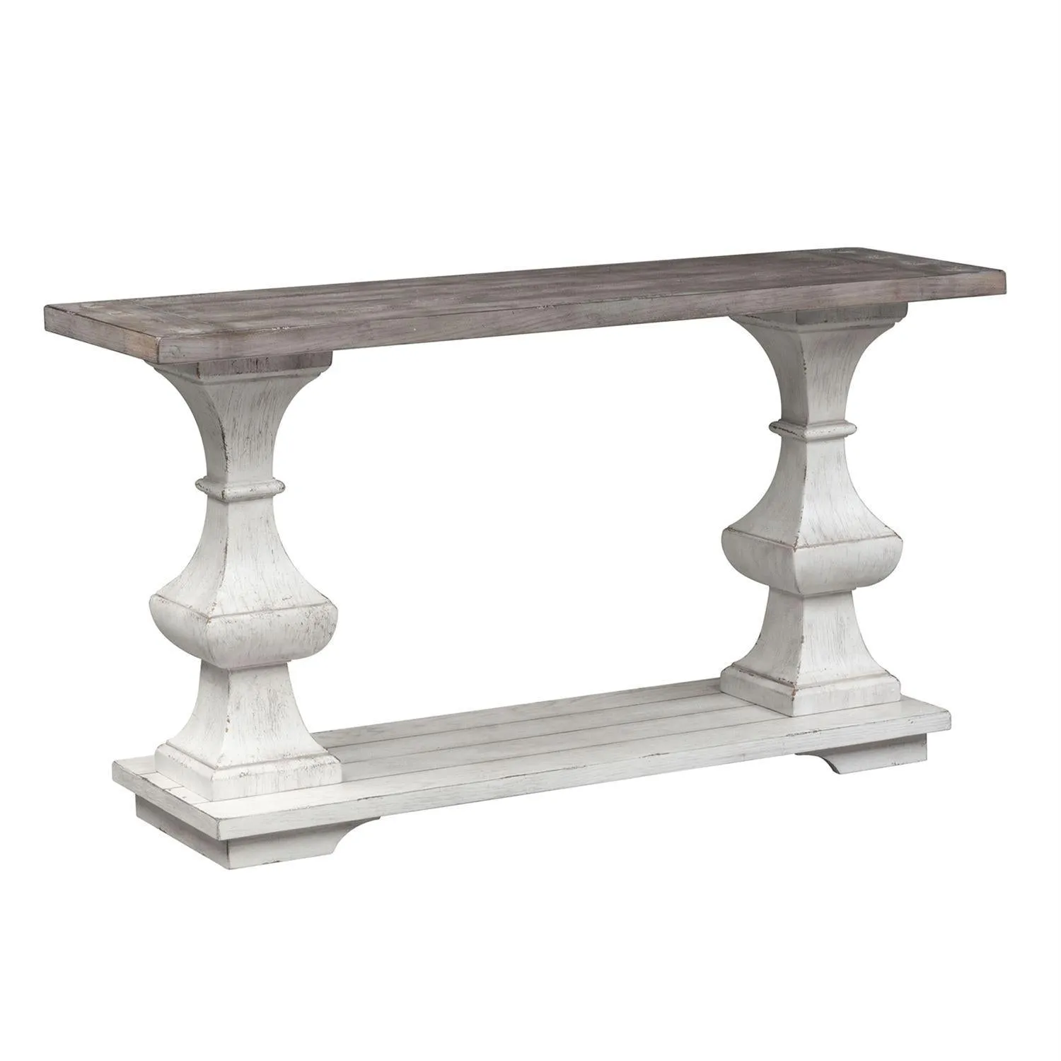 Liberty Sedona Sofa Table in Heavy Distressed White