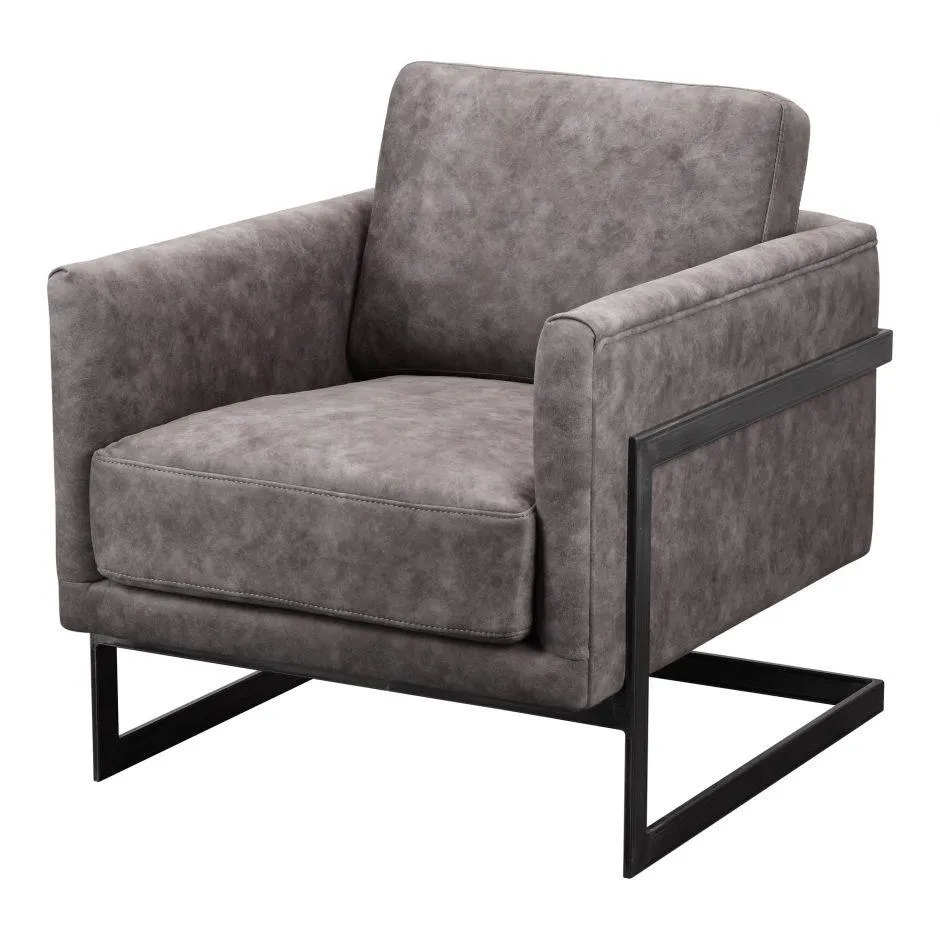 Luxley Club Chair Rolling Grey Velvet