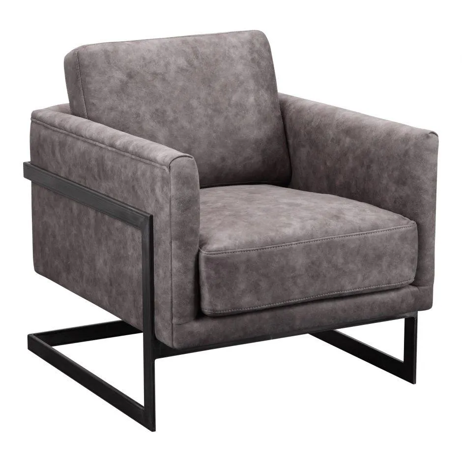 Luxley Club Chair Rolling Grey Velvet