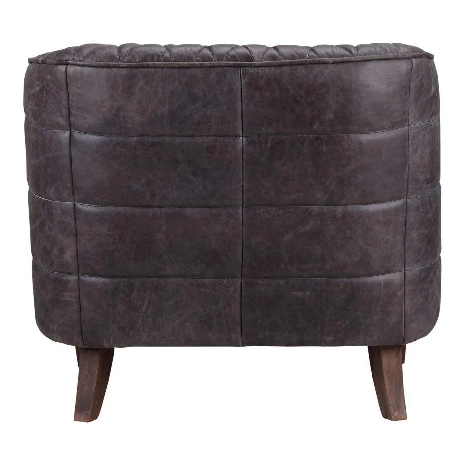 Magdelan Tufted Leather Arm Chair Nimbus Black Leather