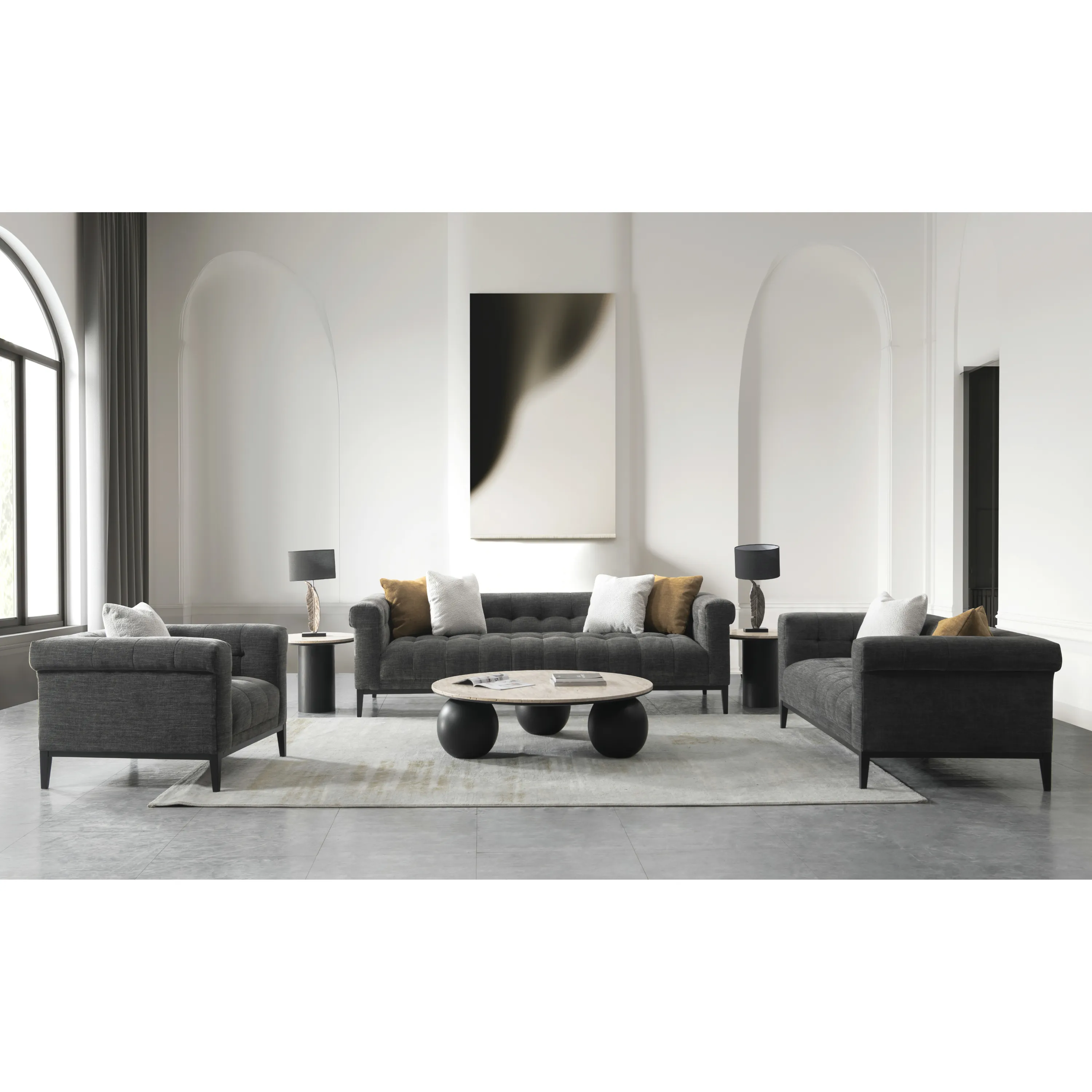 Mara Charcoal Sofa Set