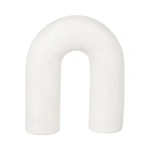 MARBLE, 6" ROUNDED HORSESHOE TABLE TOP DECO, WHITE