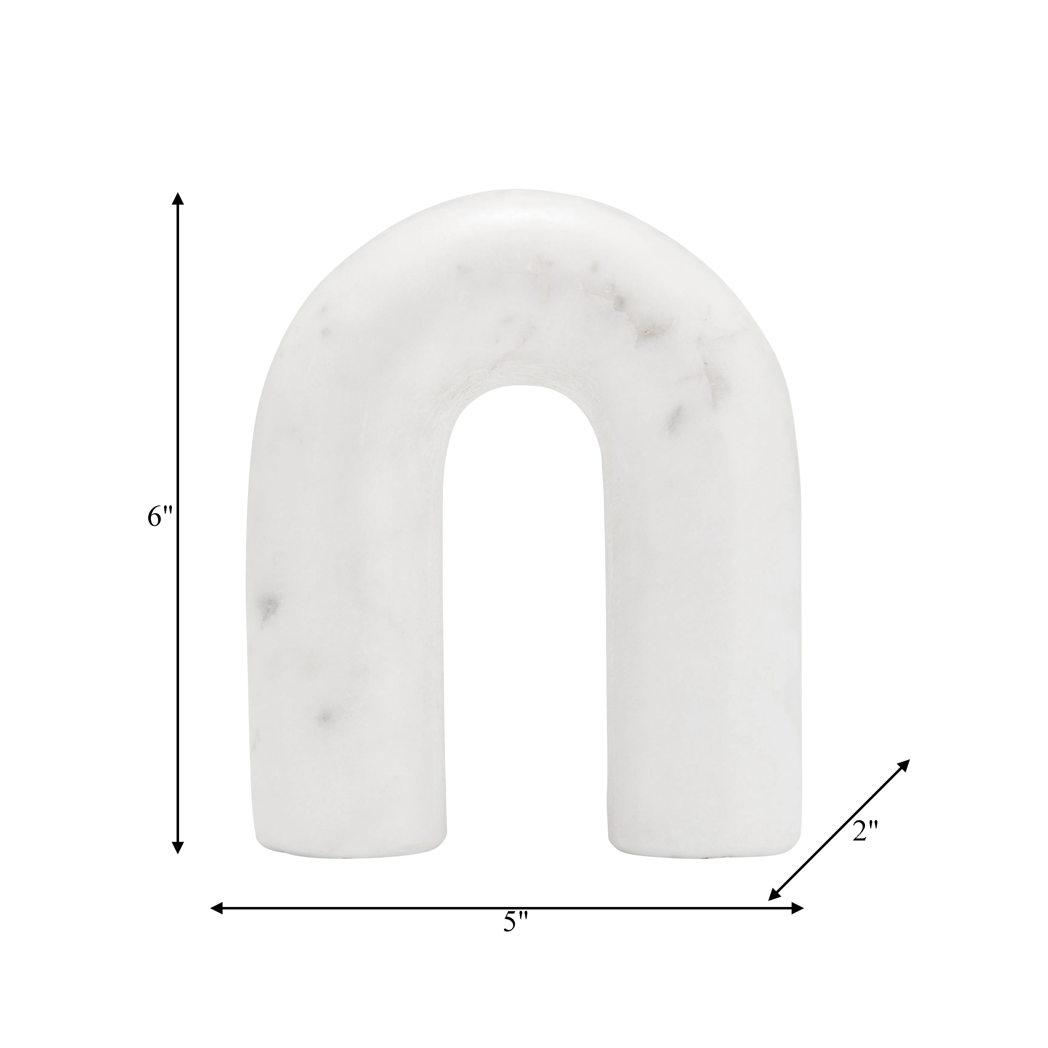 MARBLE, 6" ROUNDED HORSESHOE TABLE TOP DECO, WHITE