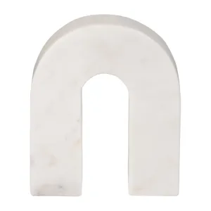 MARBLE, 6"H HORSESHOE TABLETOP DECO, WHITE