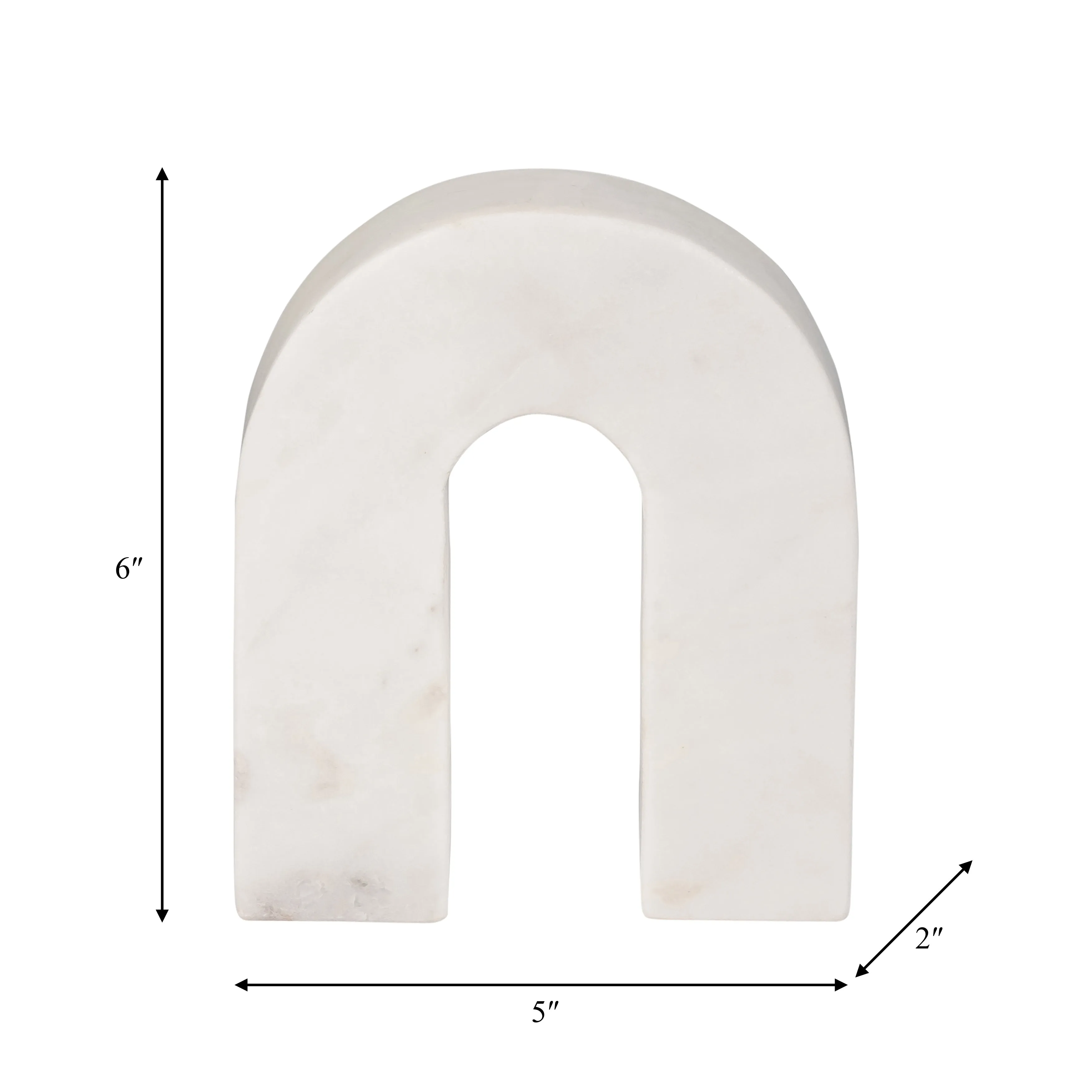 MARBLE, 6"H HORSESHOE TABLETOP DECO, WHITE