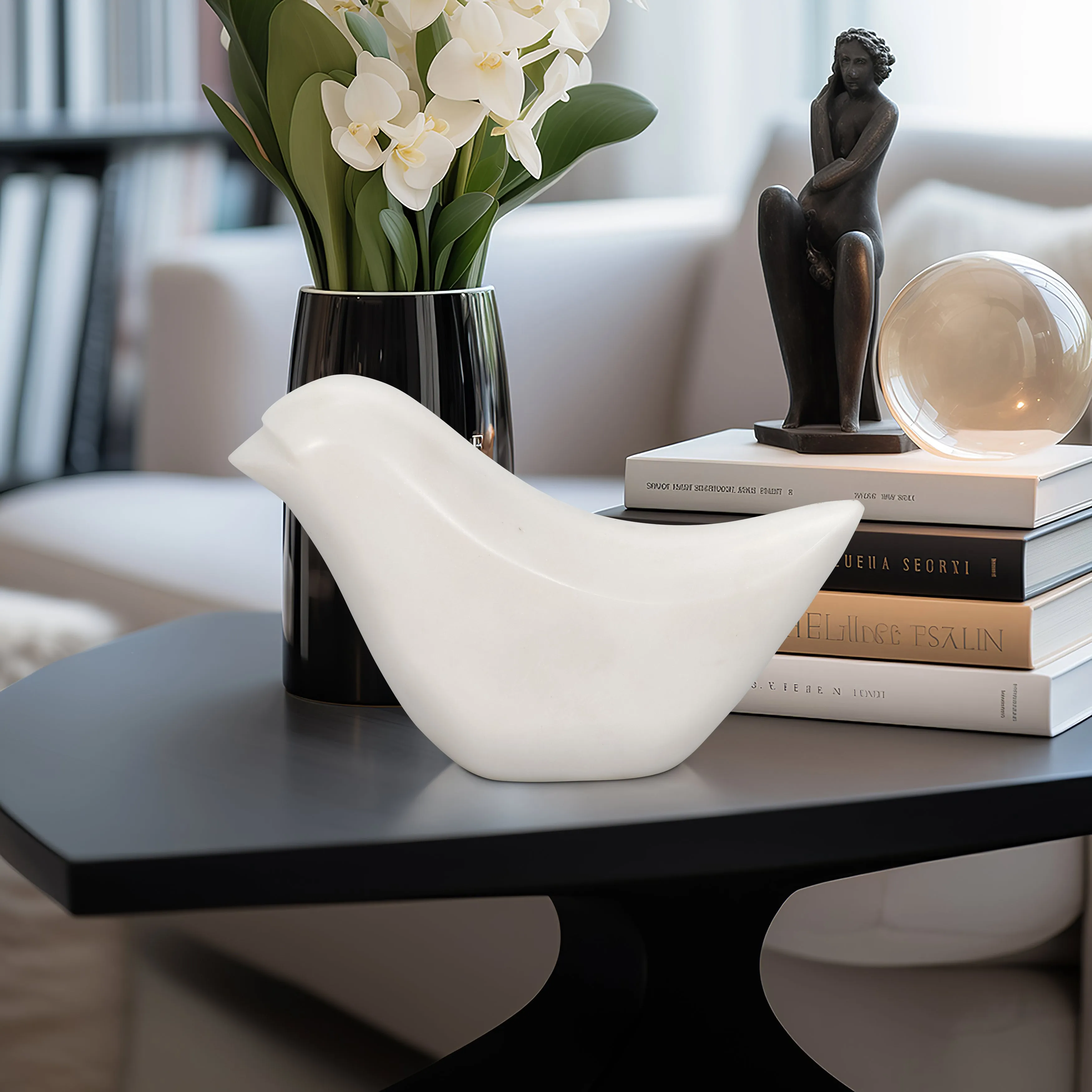 Marble, 7" Bird, White