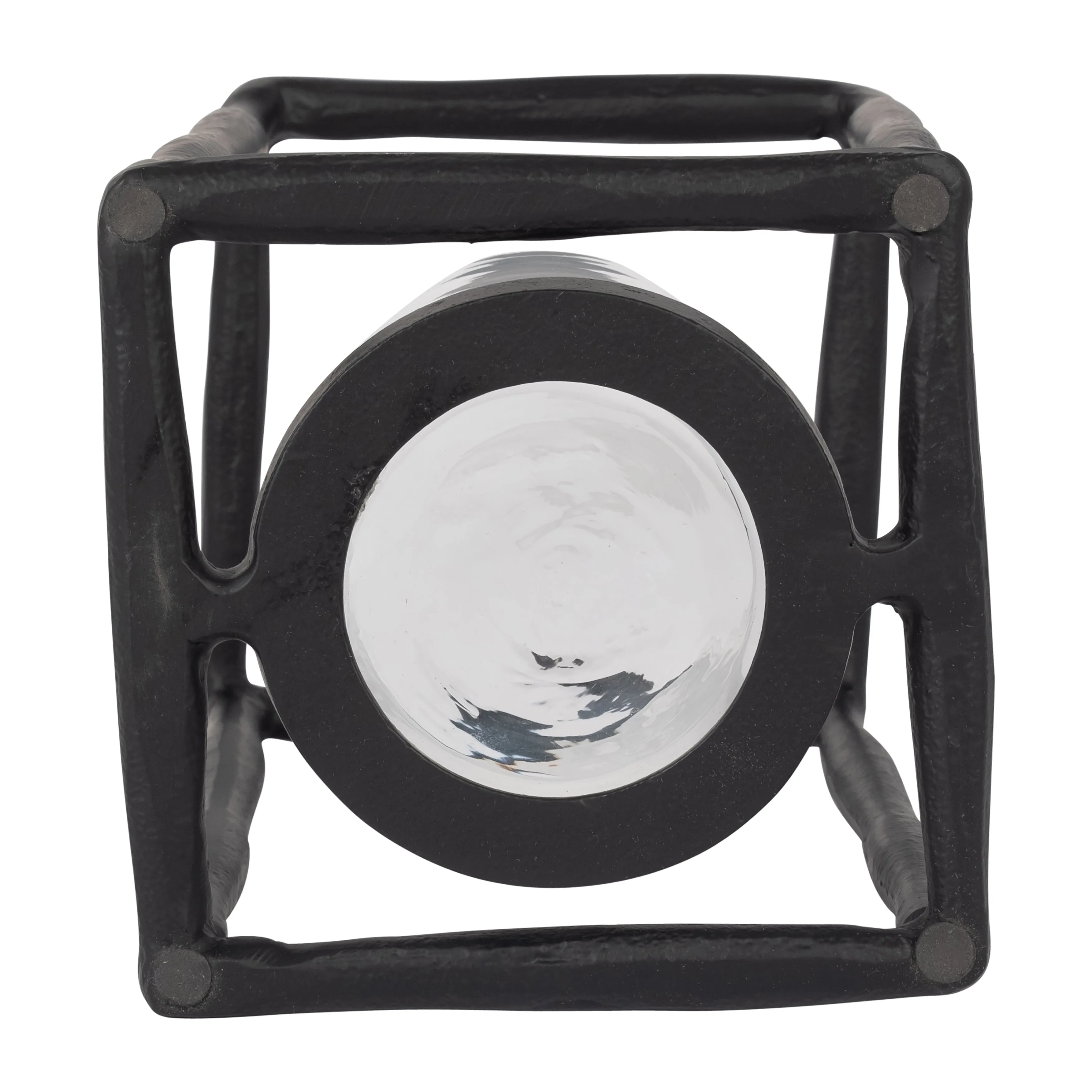 METAL, 16" OPEN SQUARE HURRICANE HOLDER, BLACK