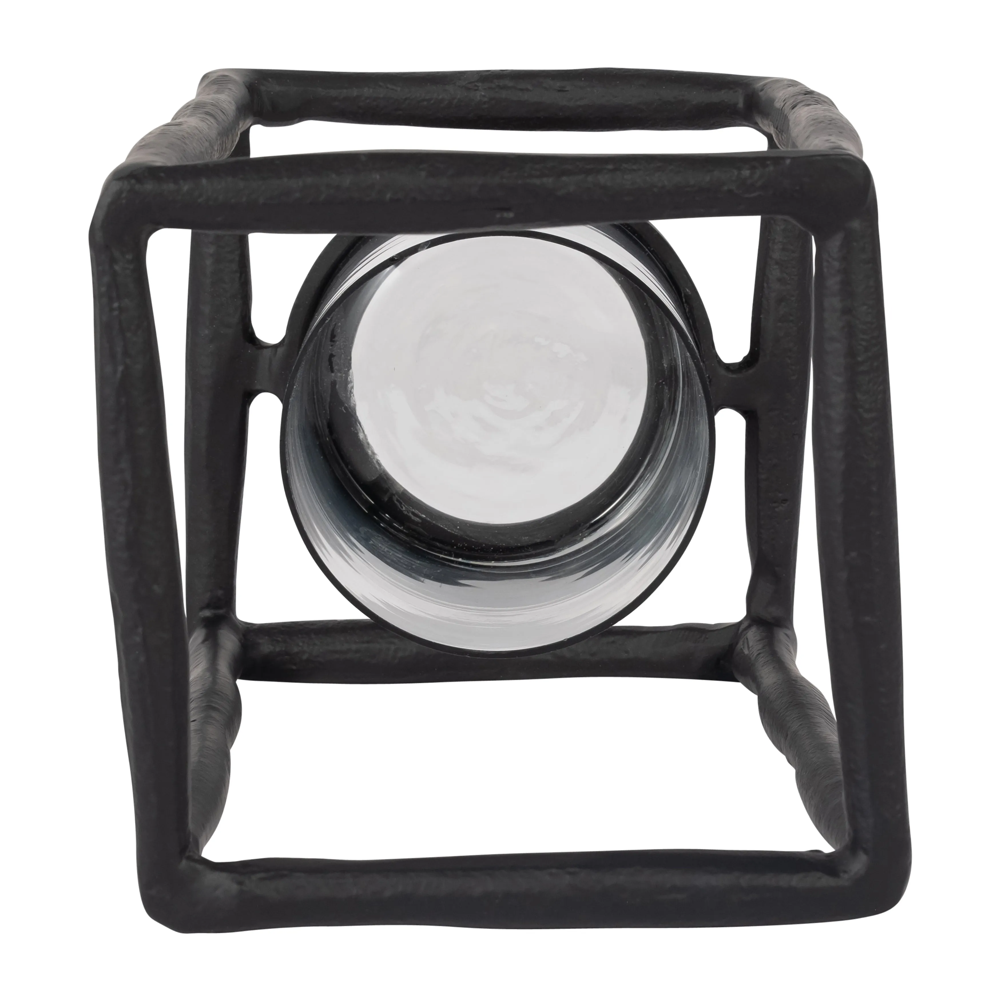 METAL, 16" OPEN SQUARE HURRICANE HOLDER, BLACK