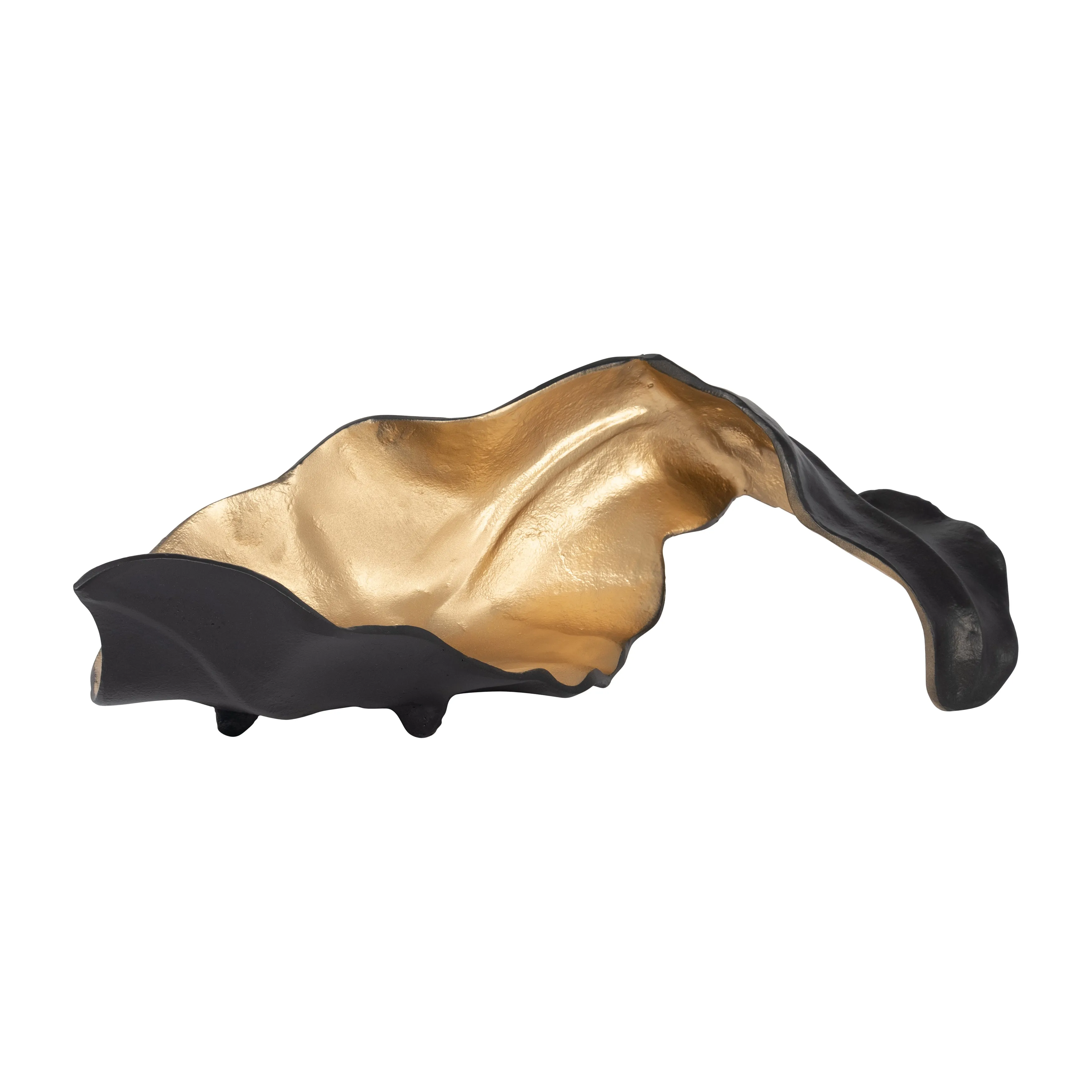 METAL 19" CURLED LEAF , BLACK / GOLD