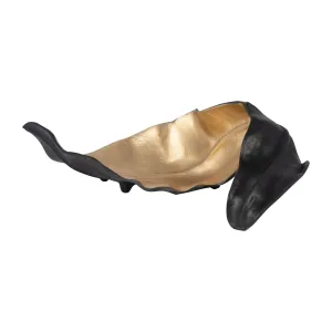 METAL 19" CURLED LEAF , BLACK / GOLD
