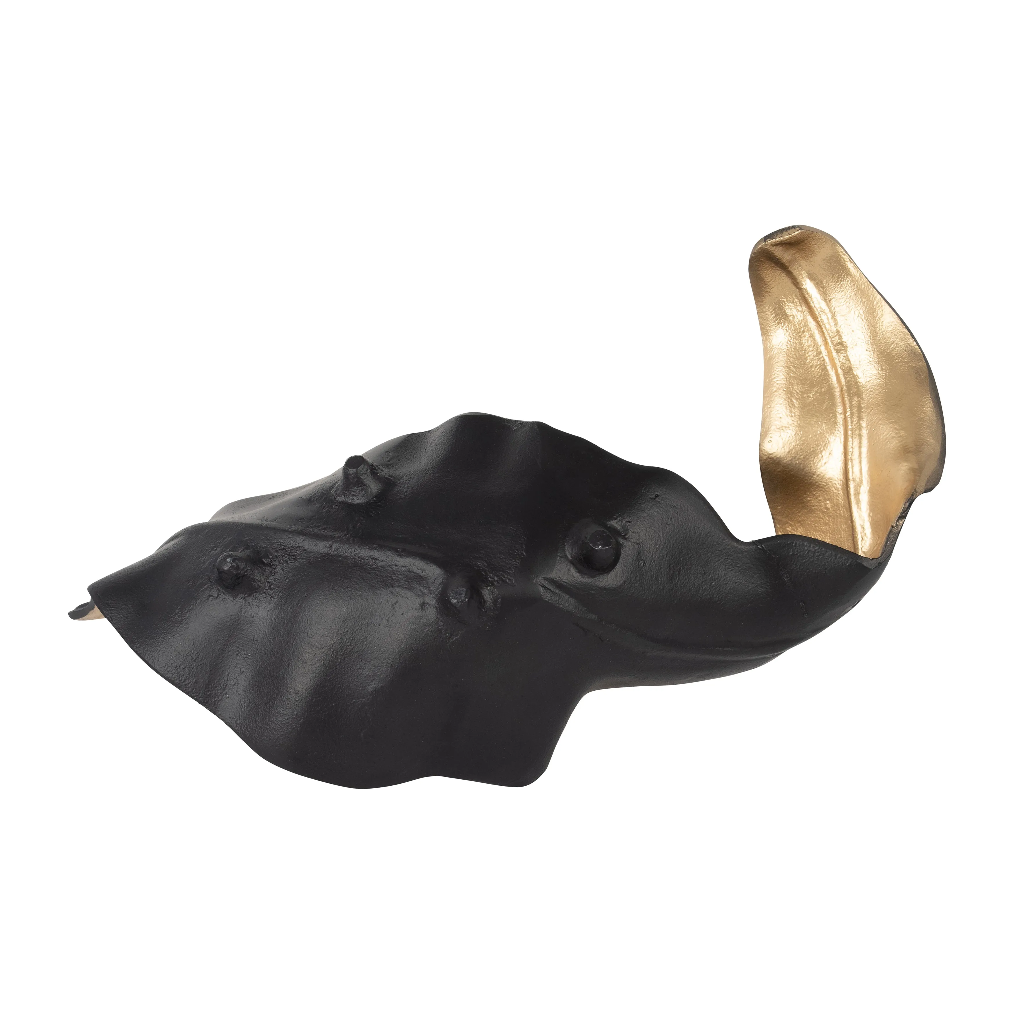 METAL 19" CURLED LEAF , BLACK / GOLD