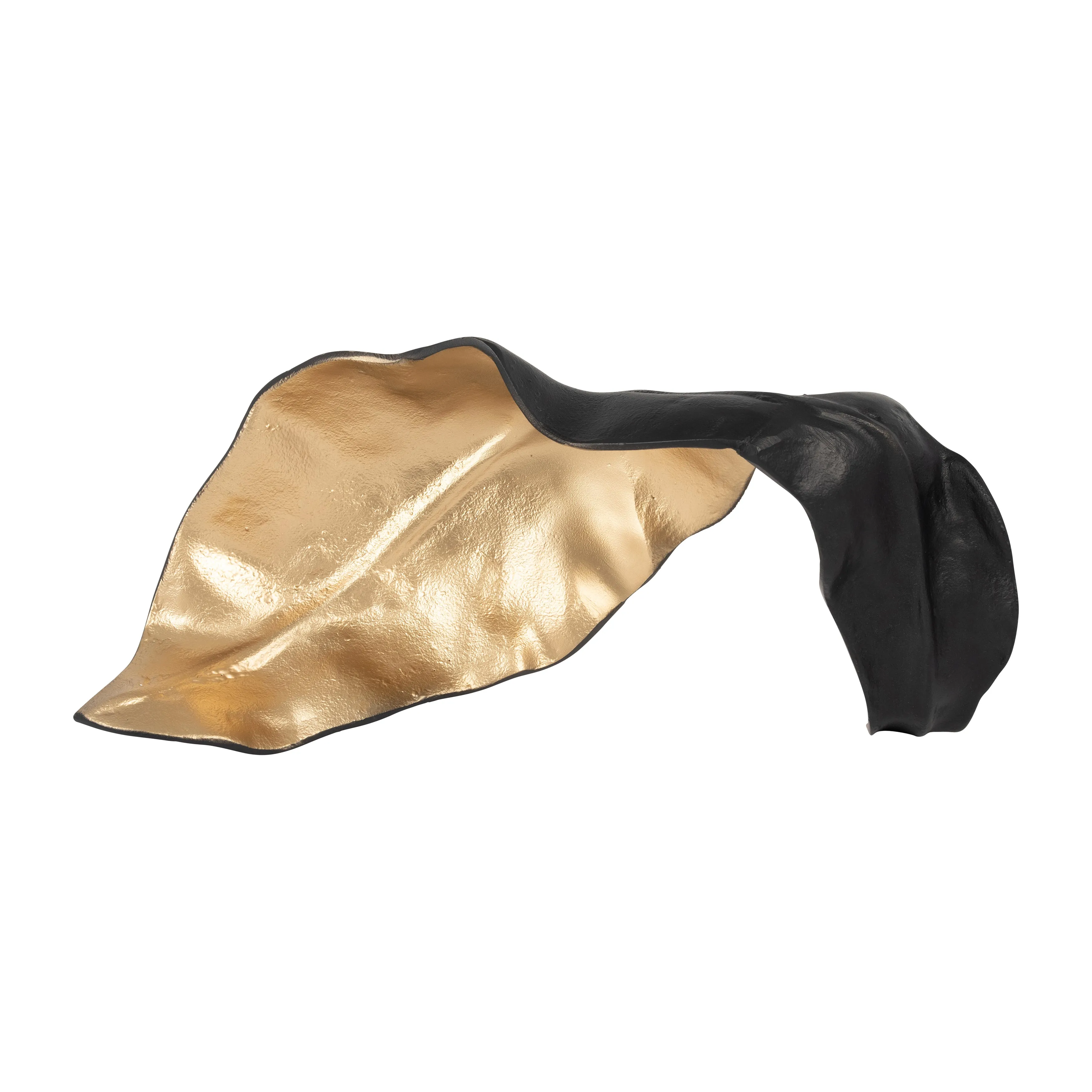 METAL 19" CURLED LEAF , BLACK / GOLD