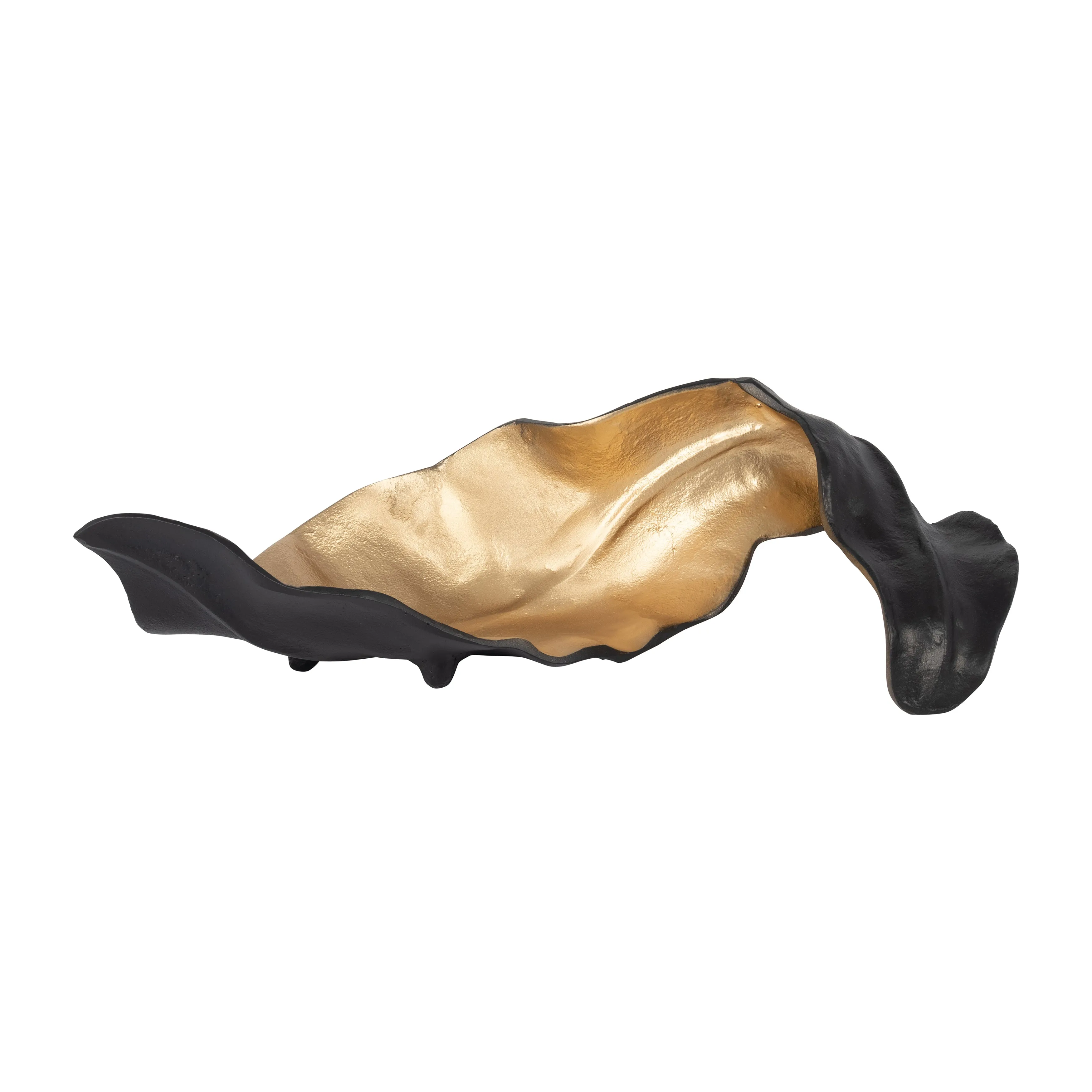 METAL 19" CURLED LEAF , BLACK / GOLD