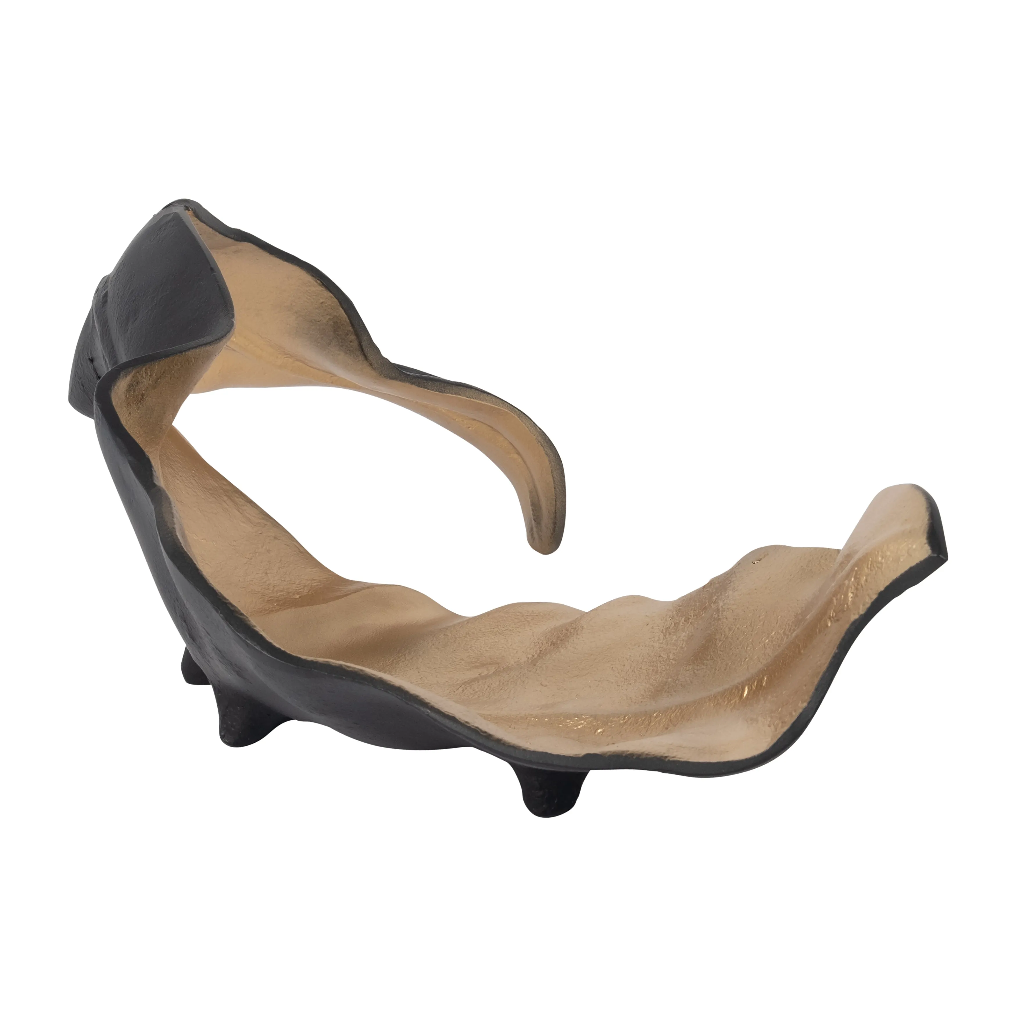 METAL 19" CURLED LEAF , BLACK / GOLD