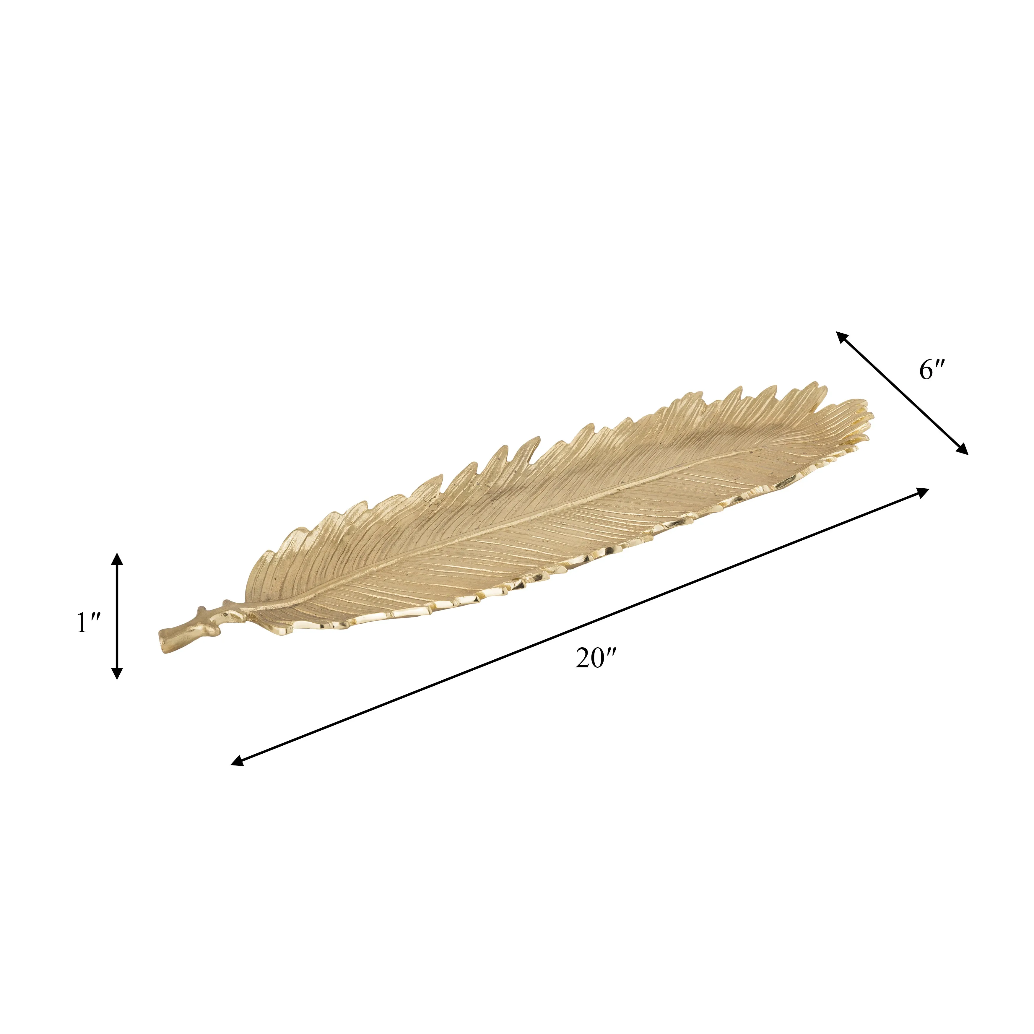 METAL, 20"L LEAF DECO PLATE, GOLD