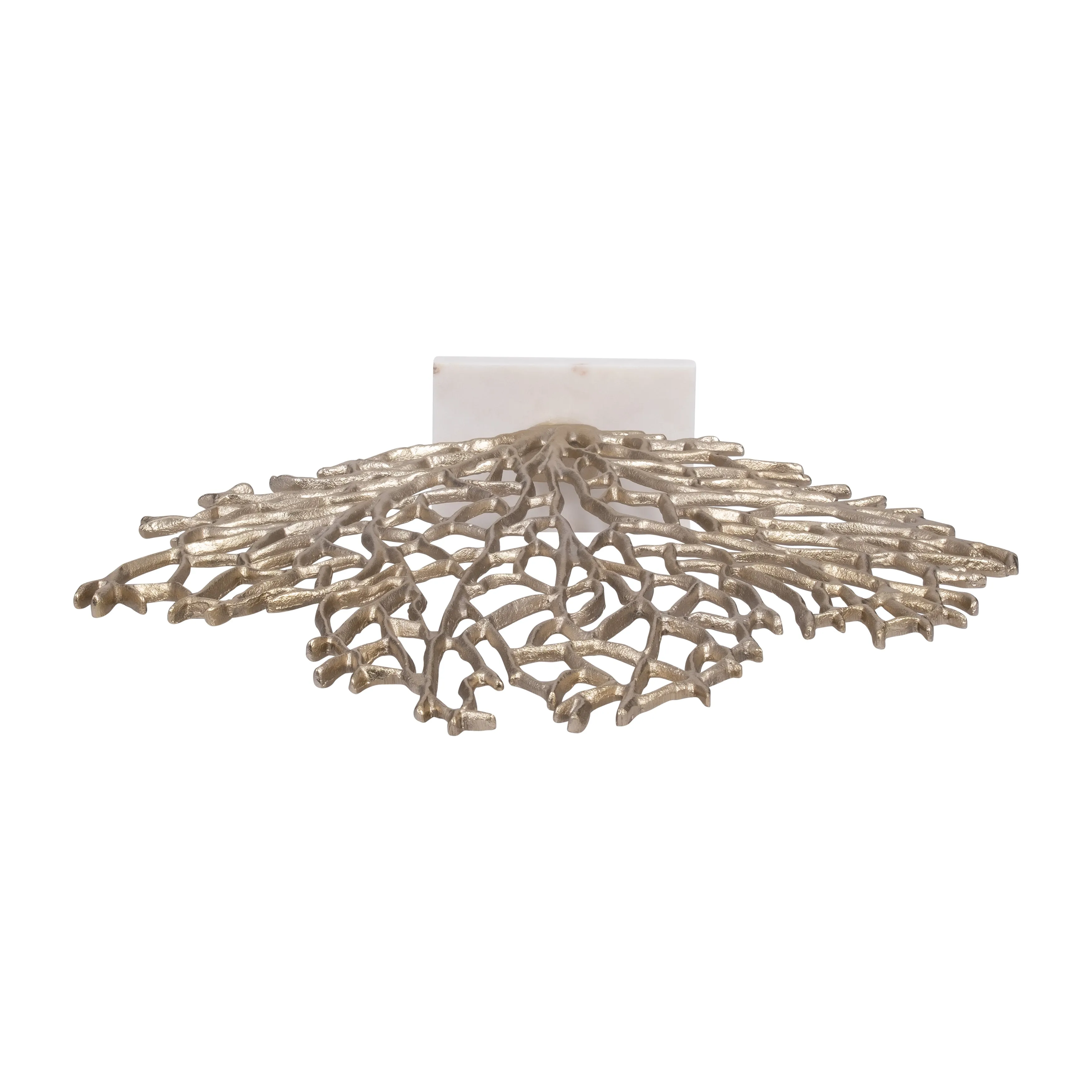 Metal, 21" Coral On Marble Base, Champagne