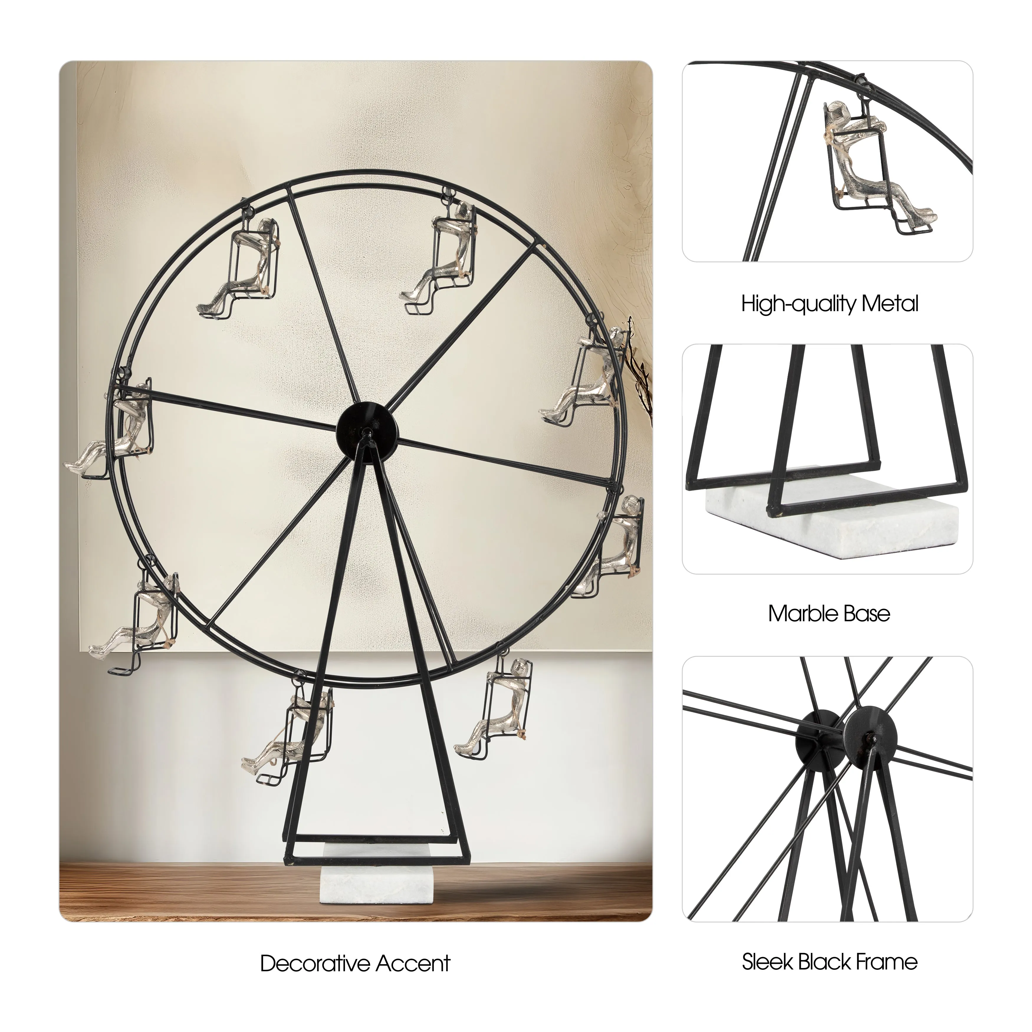 METAL, 23" FERRIS WHEEL, BLACK