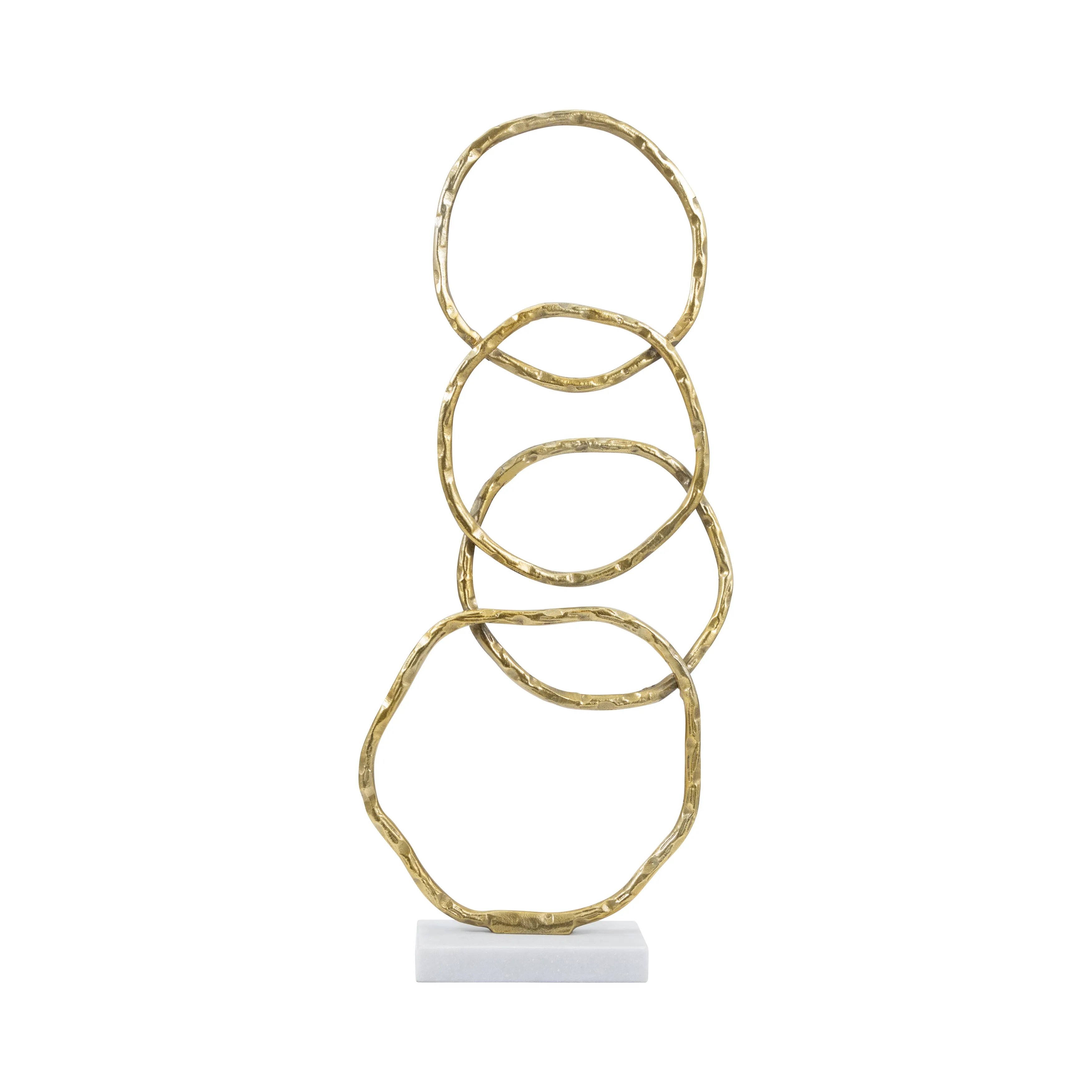 Metal, 31" Multiple Ring With Marble Base, Gold