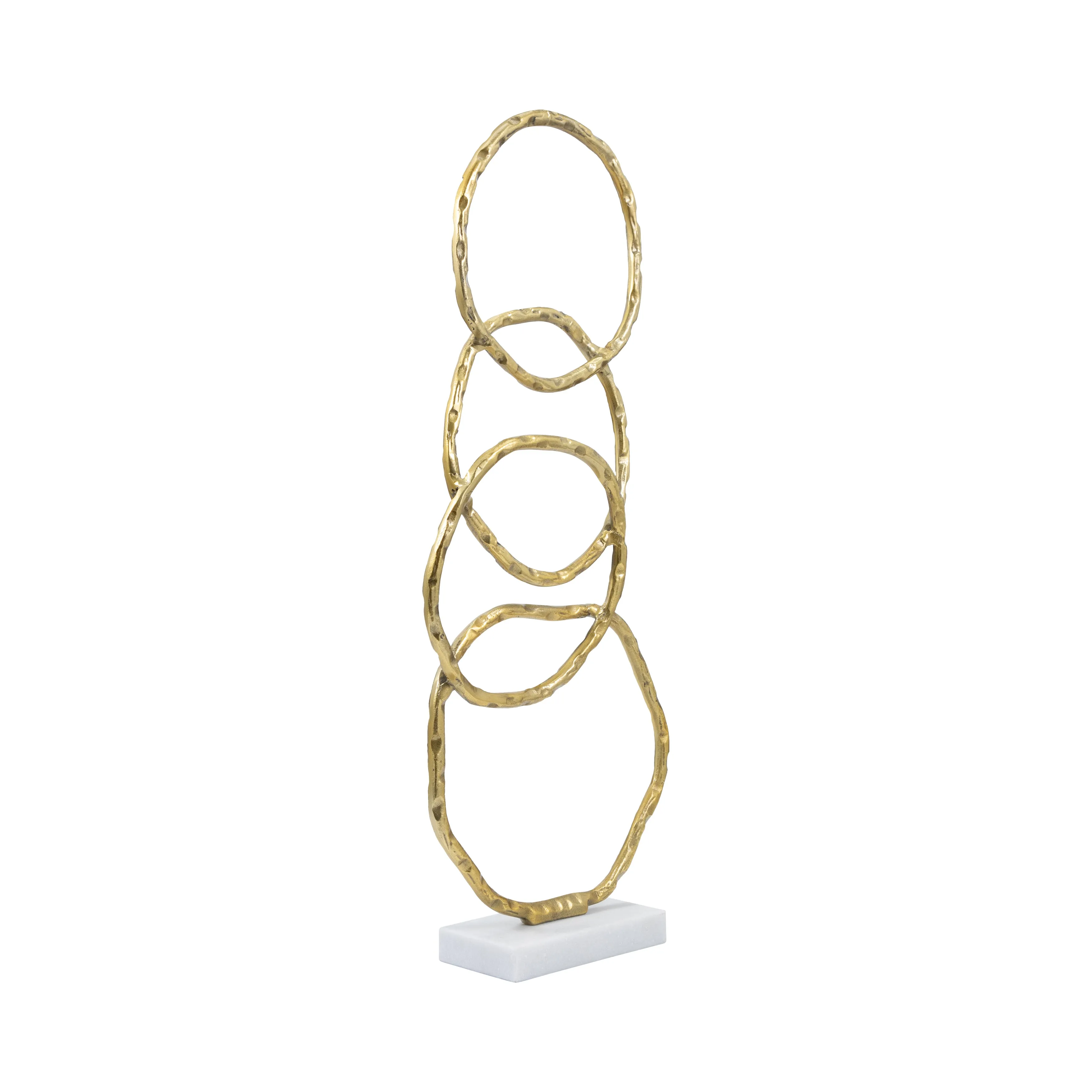 Metal, 31" Multiple Ring With Marble Base, Gold