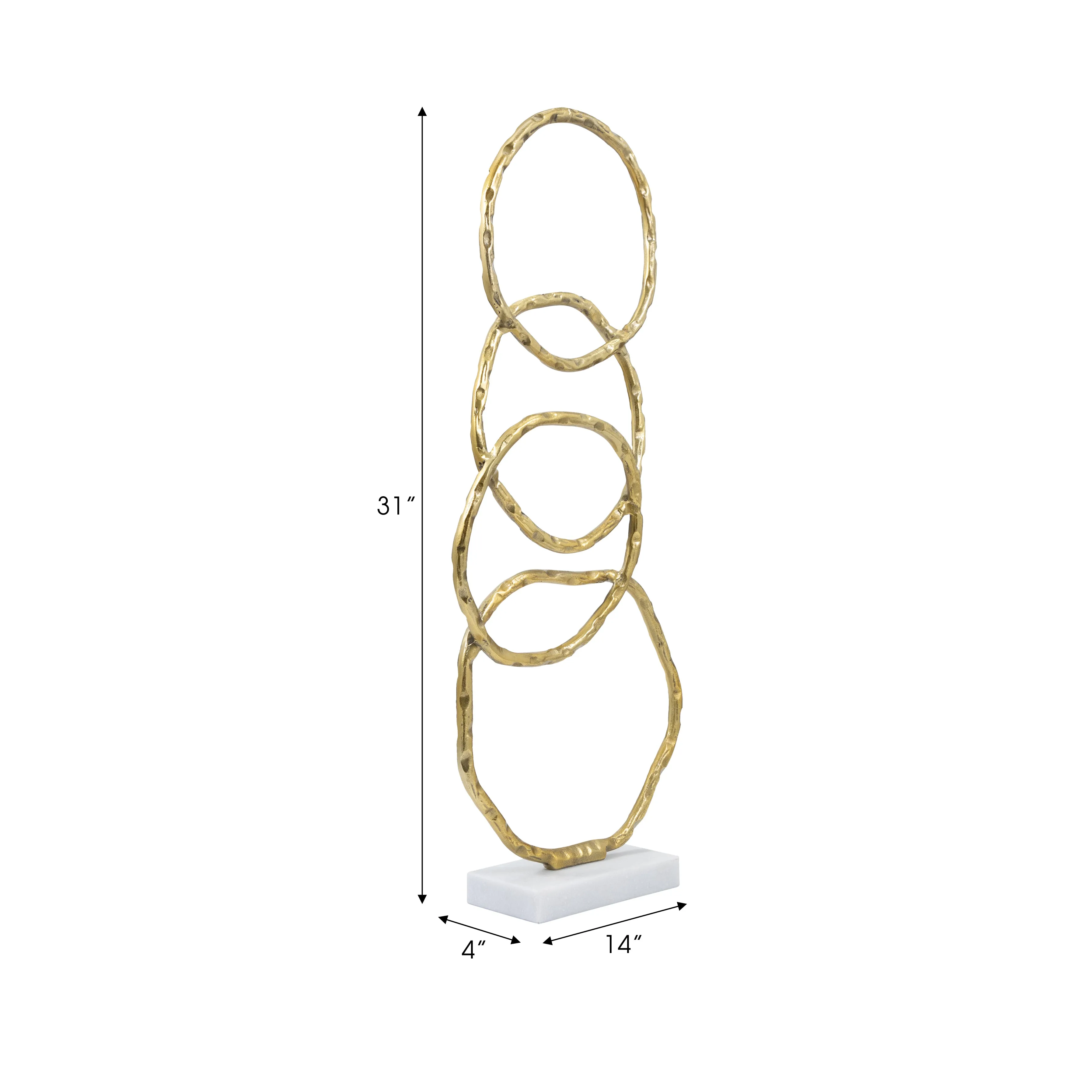 Metal, 31" Multiple Ring With Marble Base, Gold