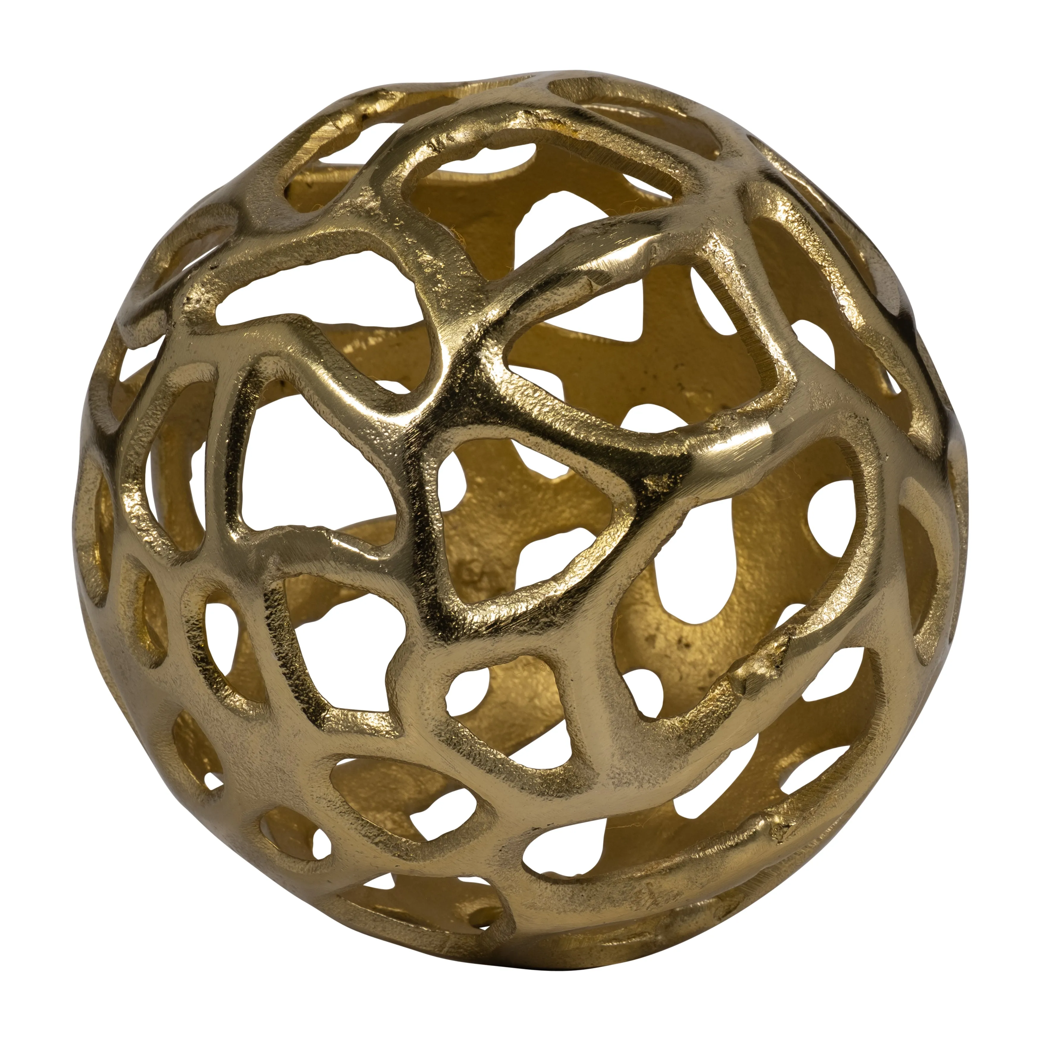 Metal, 6" Cut-out Orb, Gold