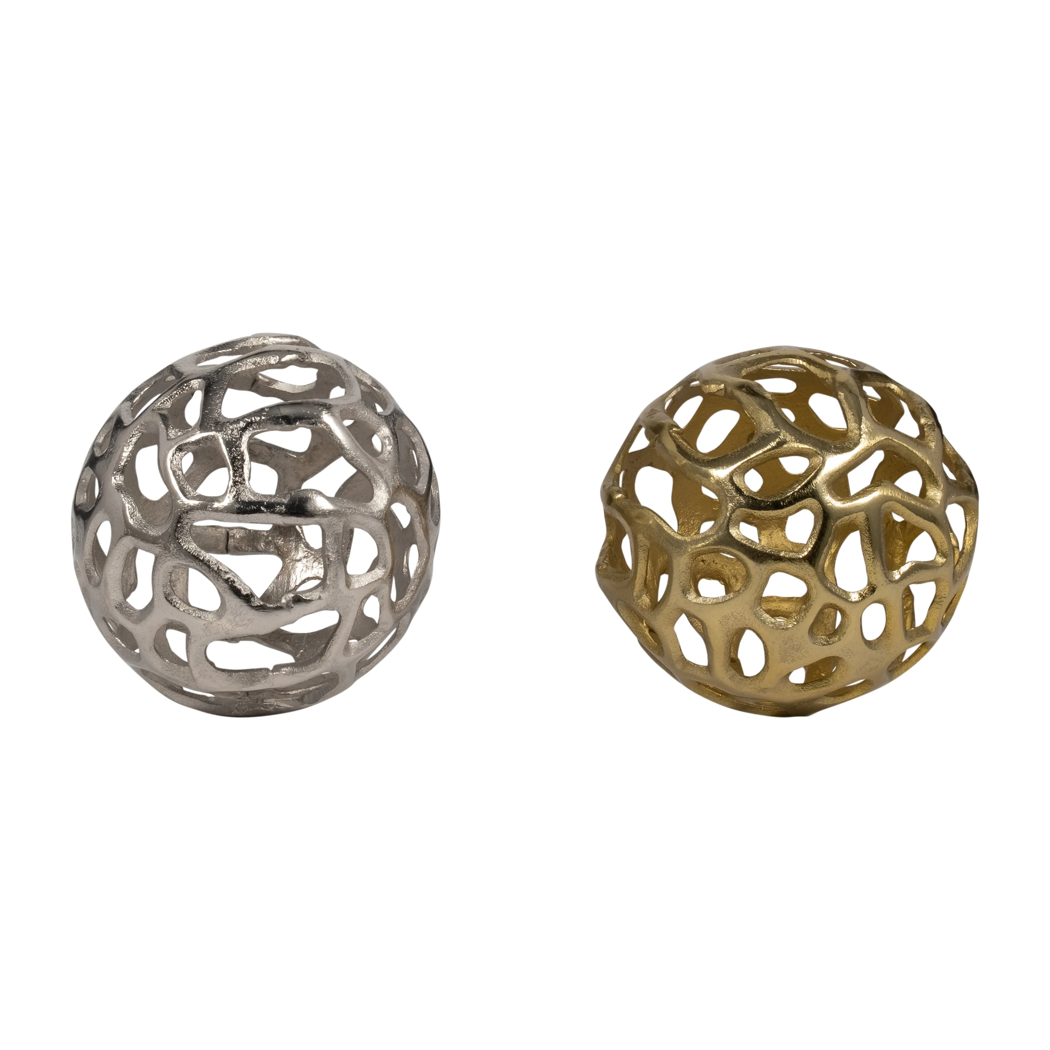 Metal, 6" Cut-out Orb, Gold