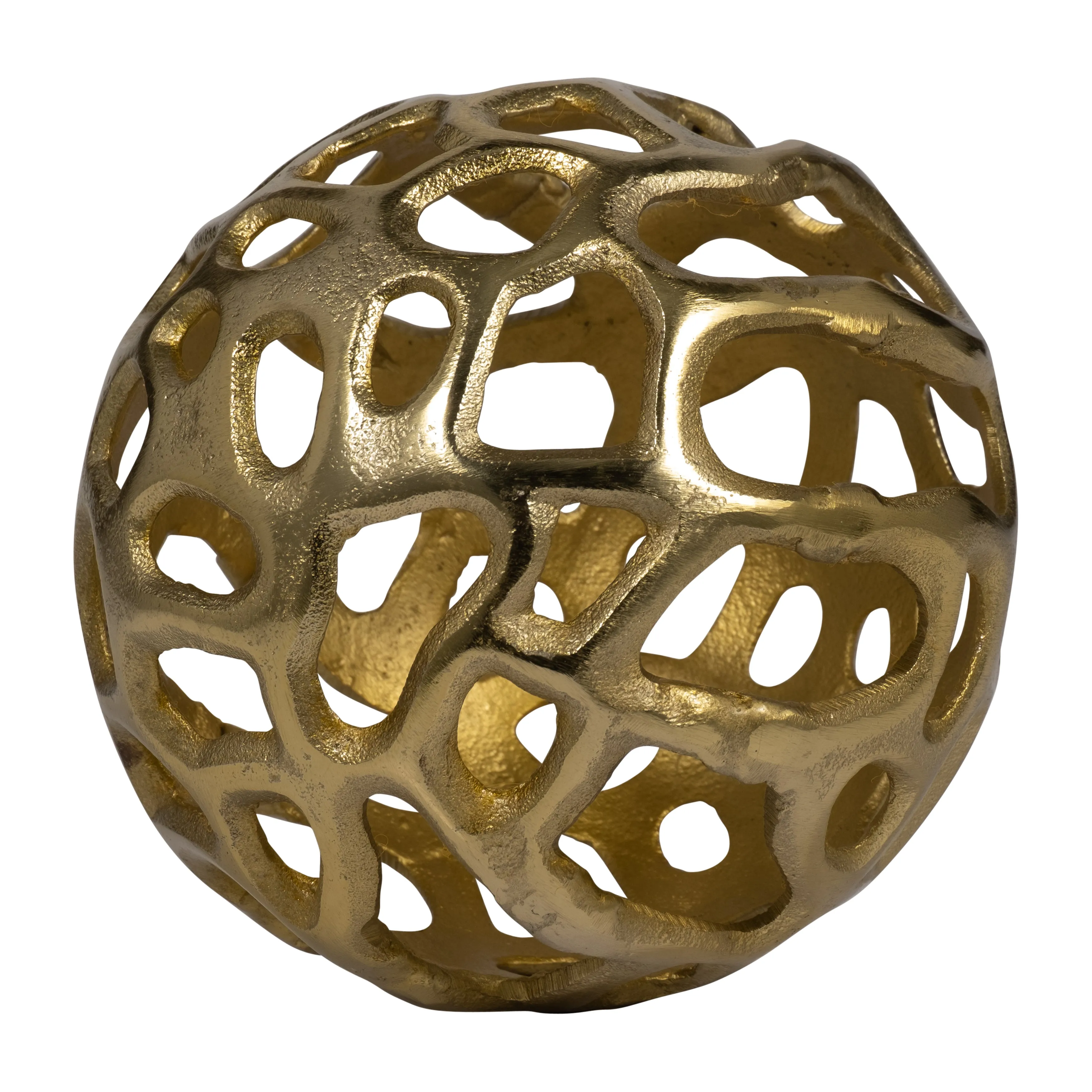 Metal, 6" Cut-out Orb, Gold