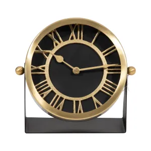 METAL TABLE CLOCK 6.5'' GOLD BLACK