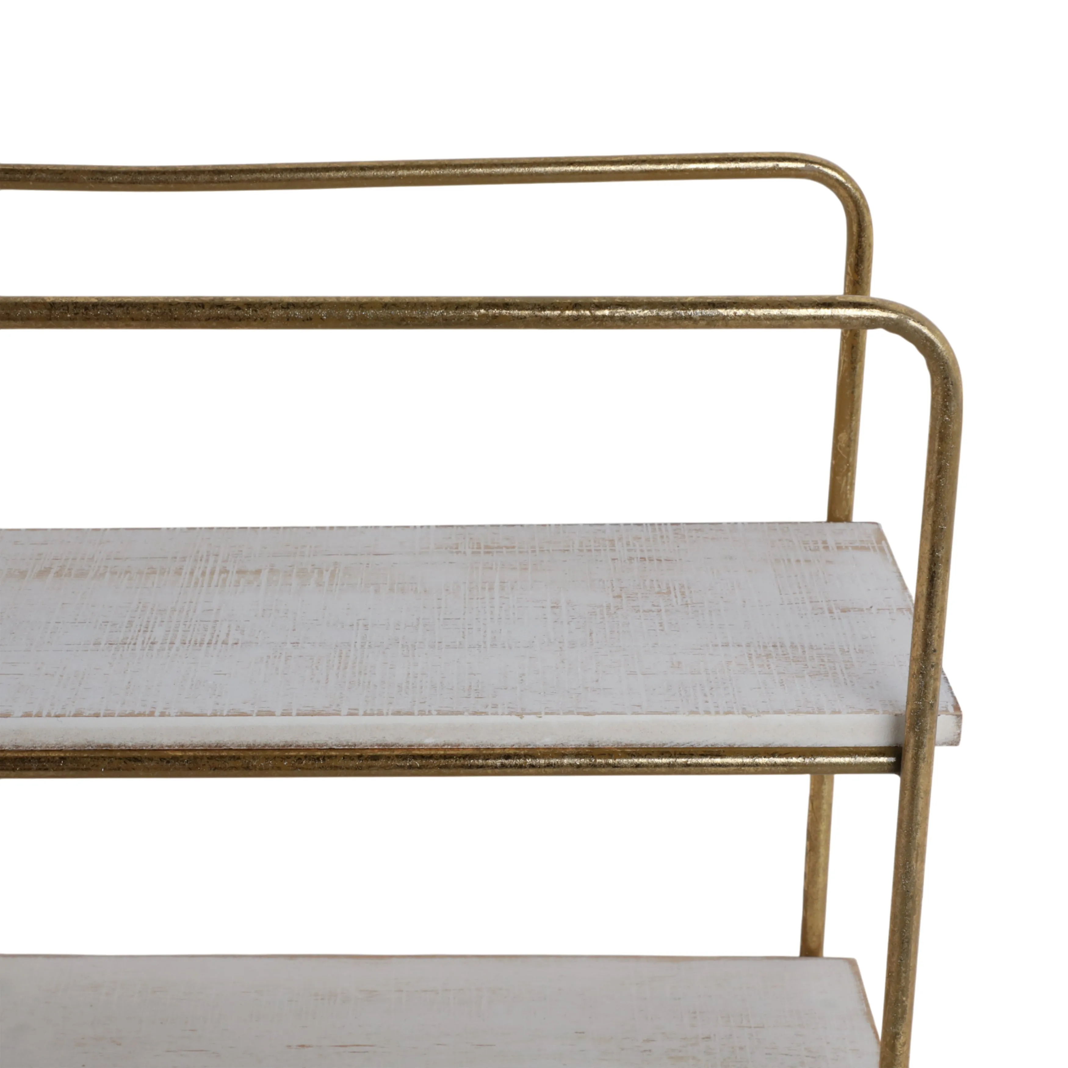 METAL / WOOD 3 TIER WALL SHELF, GOLD