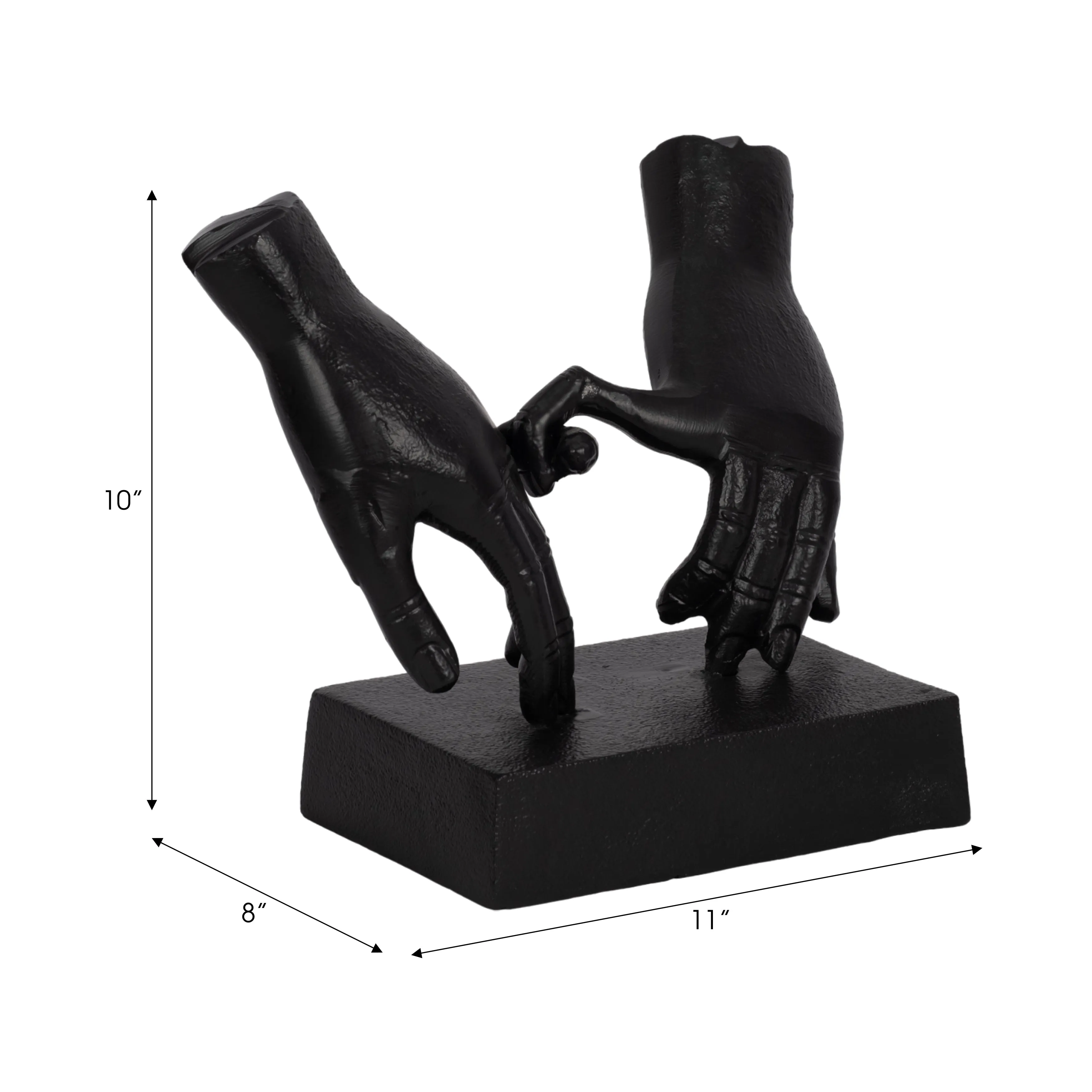 METAL,9"H,ENTWINED HANDS SCULPTURE, BLACK