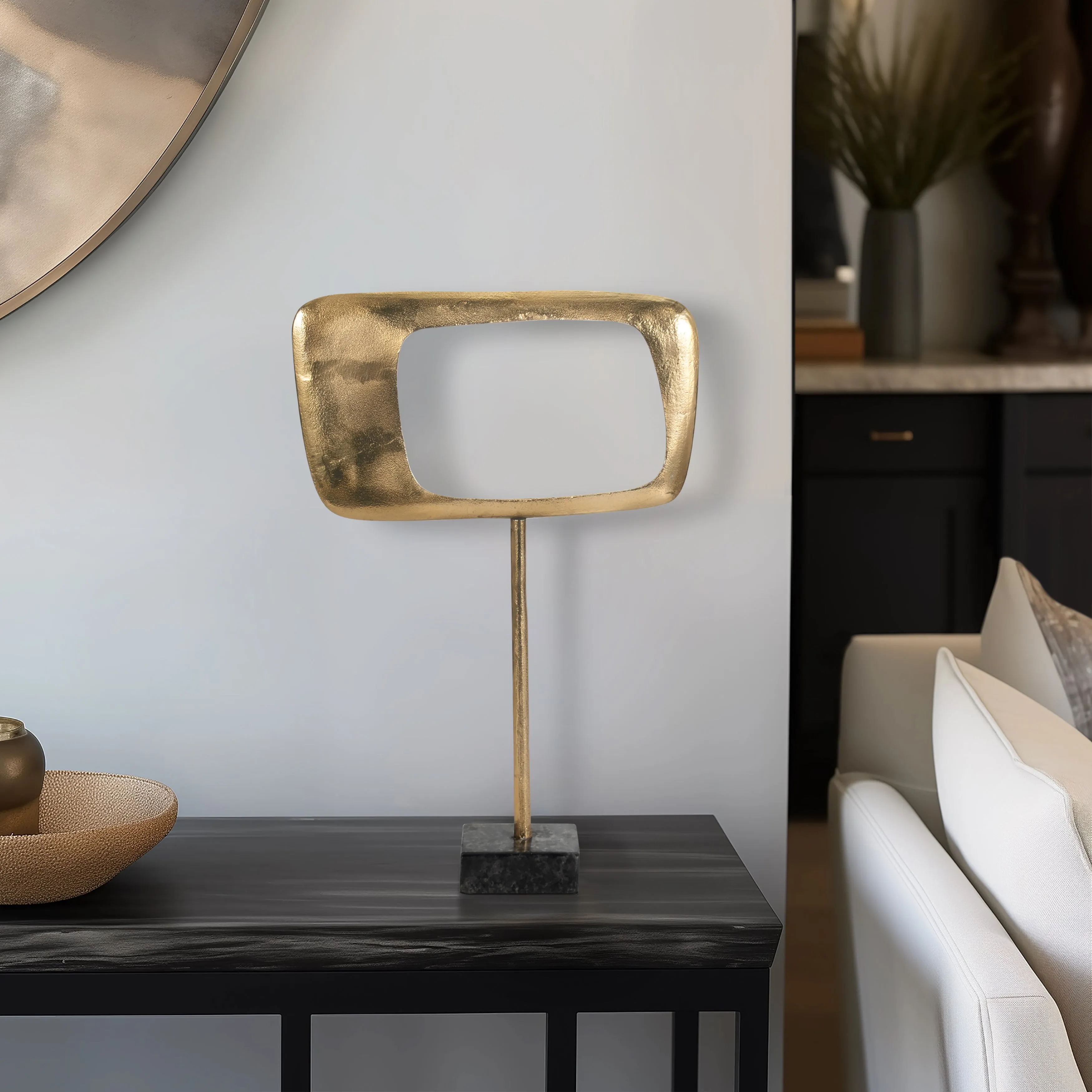 METAL/MARBLE, 20" TABLE TOP DECO, GOLD