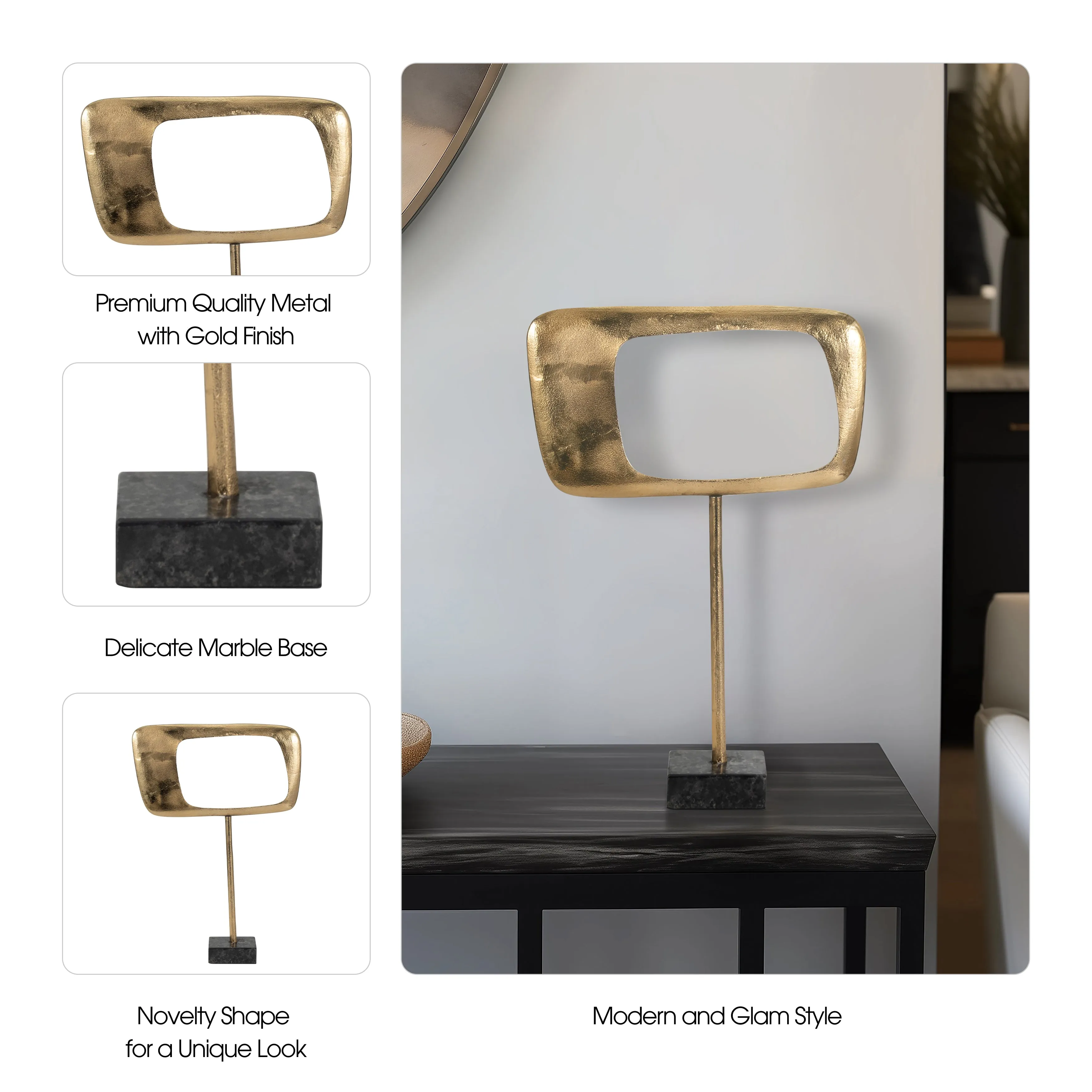METAL/MARBLE, 20" TABLE TOP DECO, GOLD