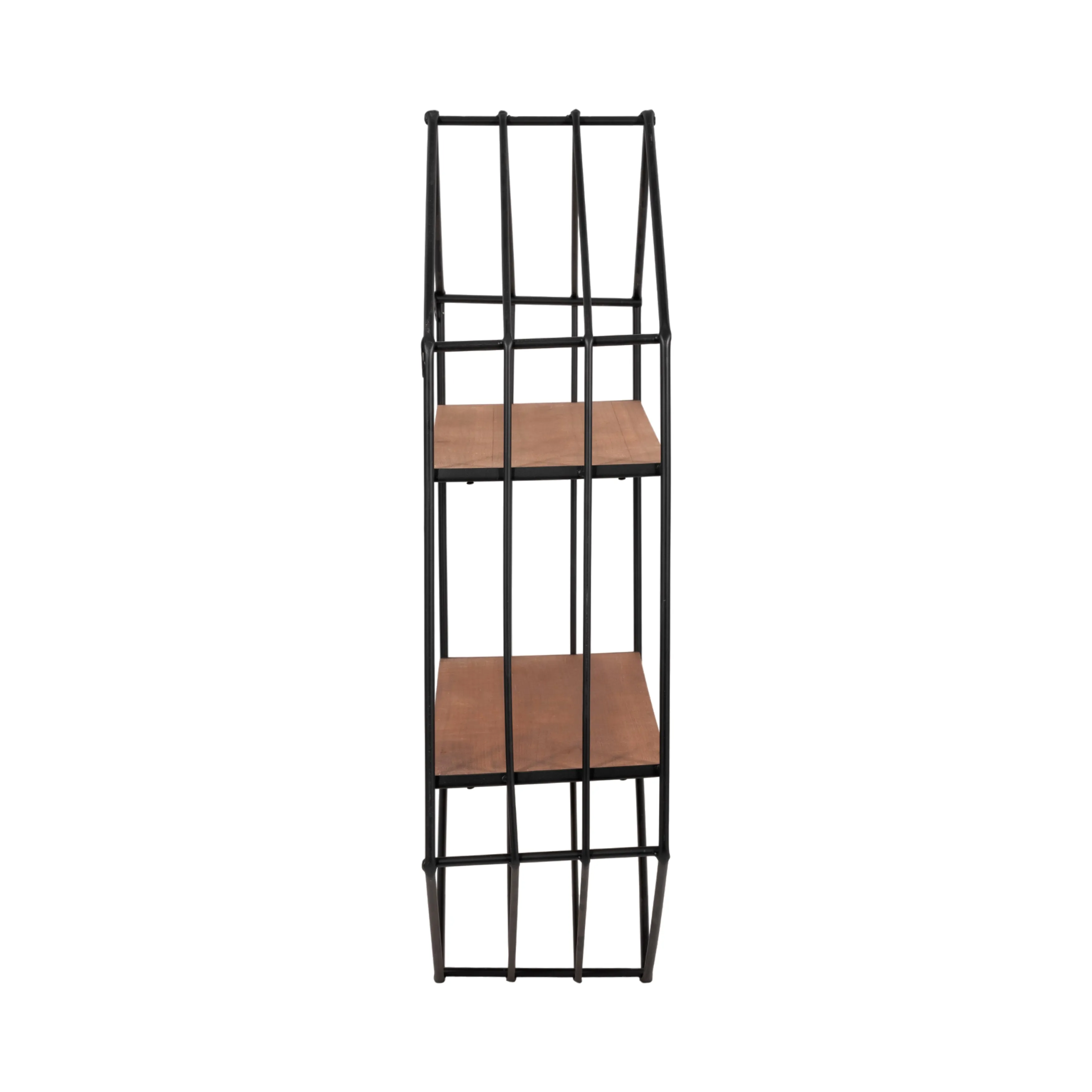METAL/WOOD 20" HEXAGON SHELF, BROWN/BLACK