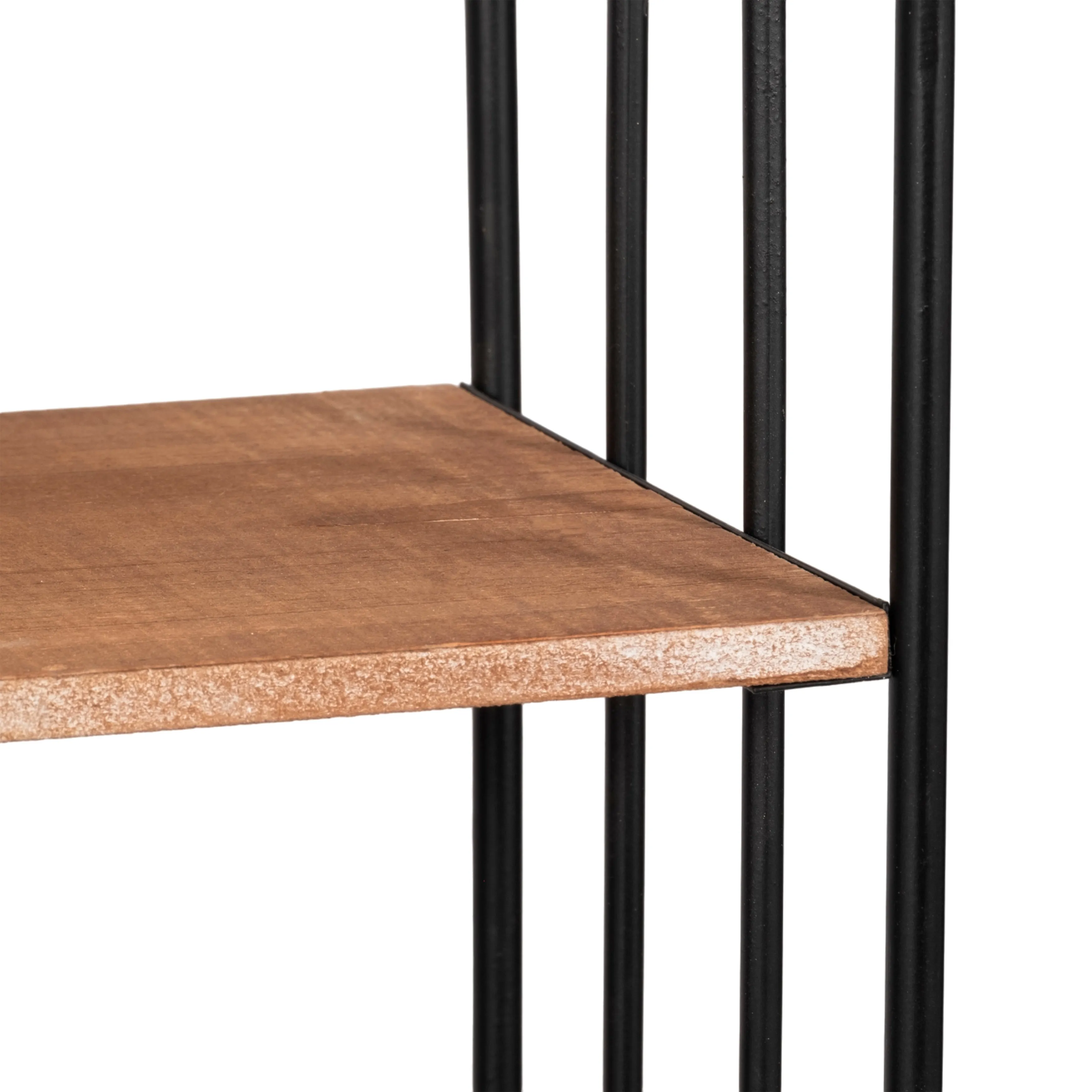 METAL/WOOD 20" HEXAGON SHELF, BROWN/BLACK