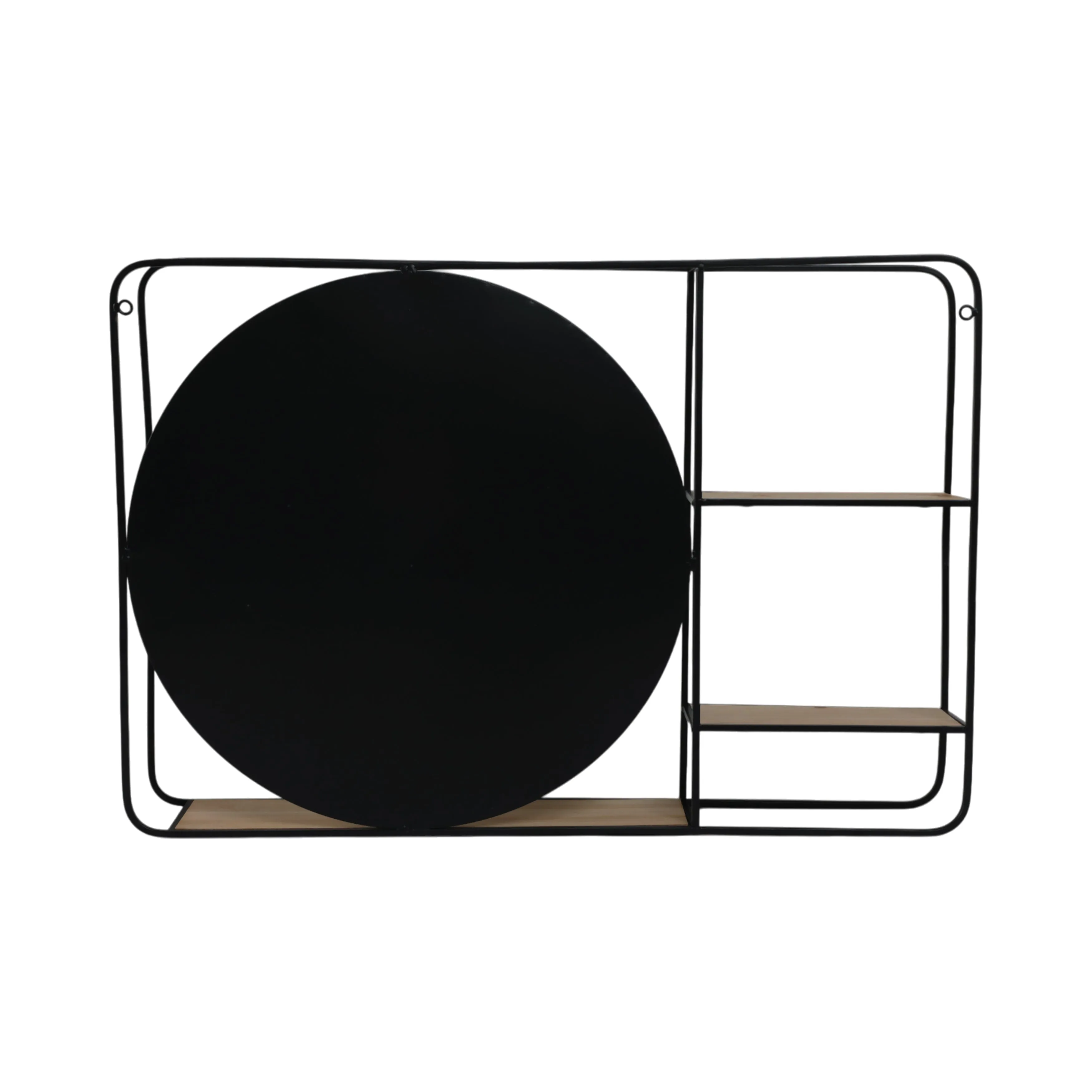 METAL/WOOD 30"LWALL SHELF WITH MIRROR, BLACK
