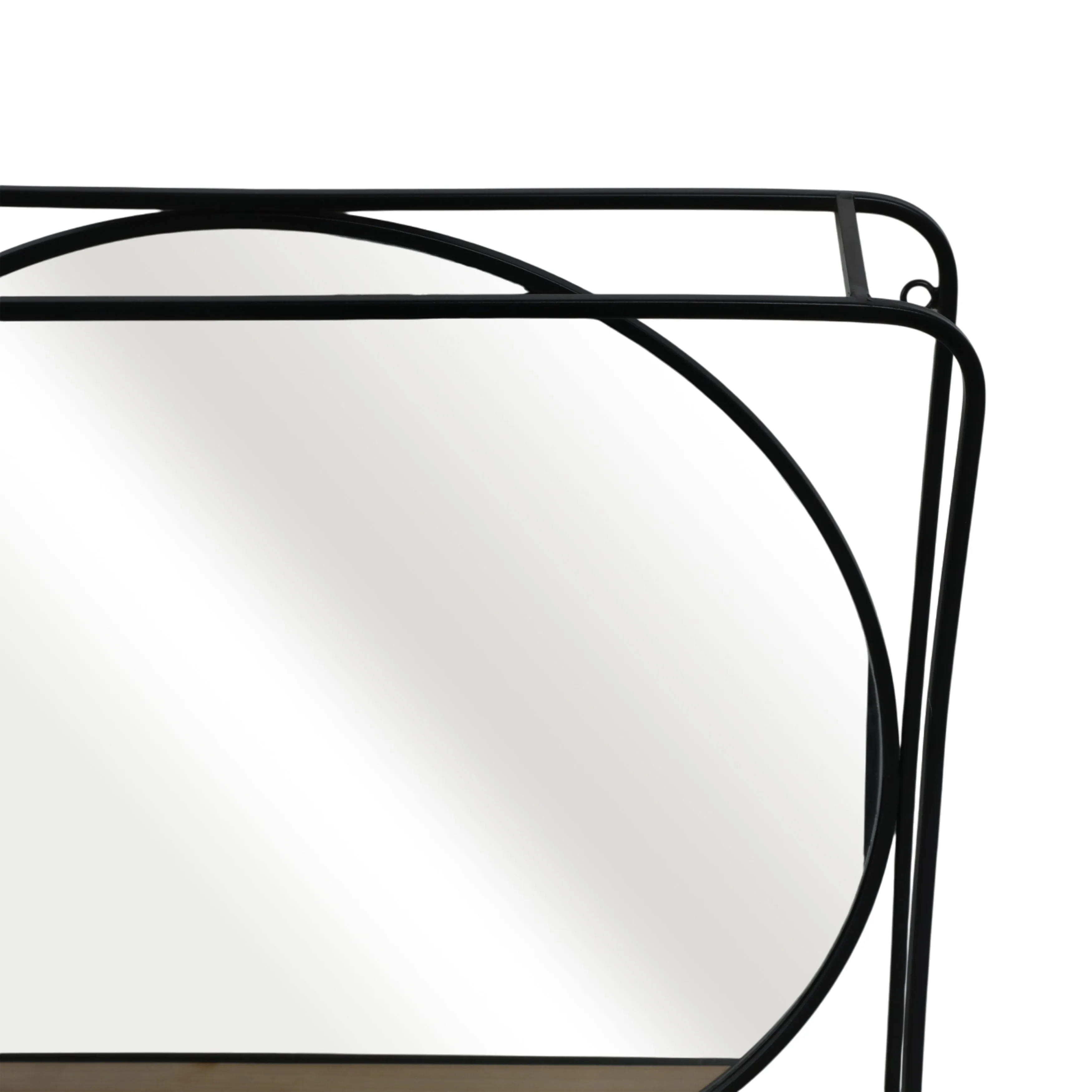 METAL/WOOD 30"LWALL SHELF WITH MIRROR, BLACK