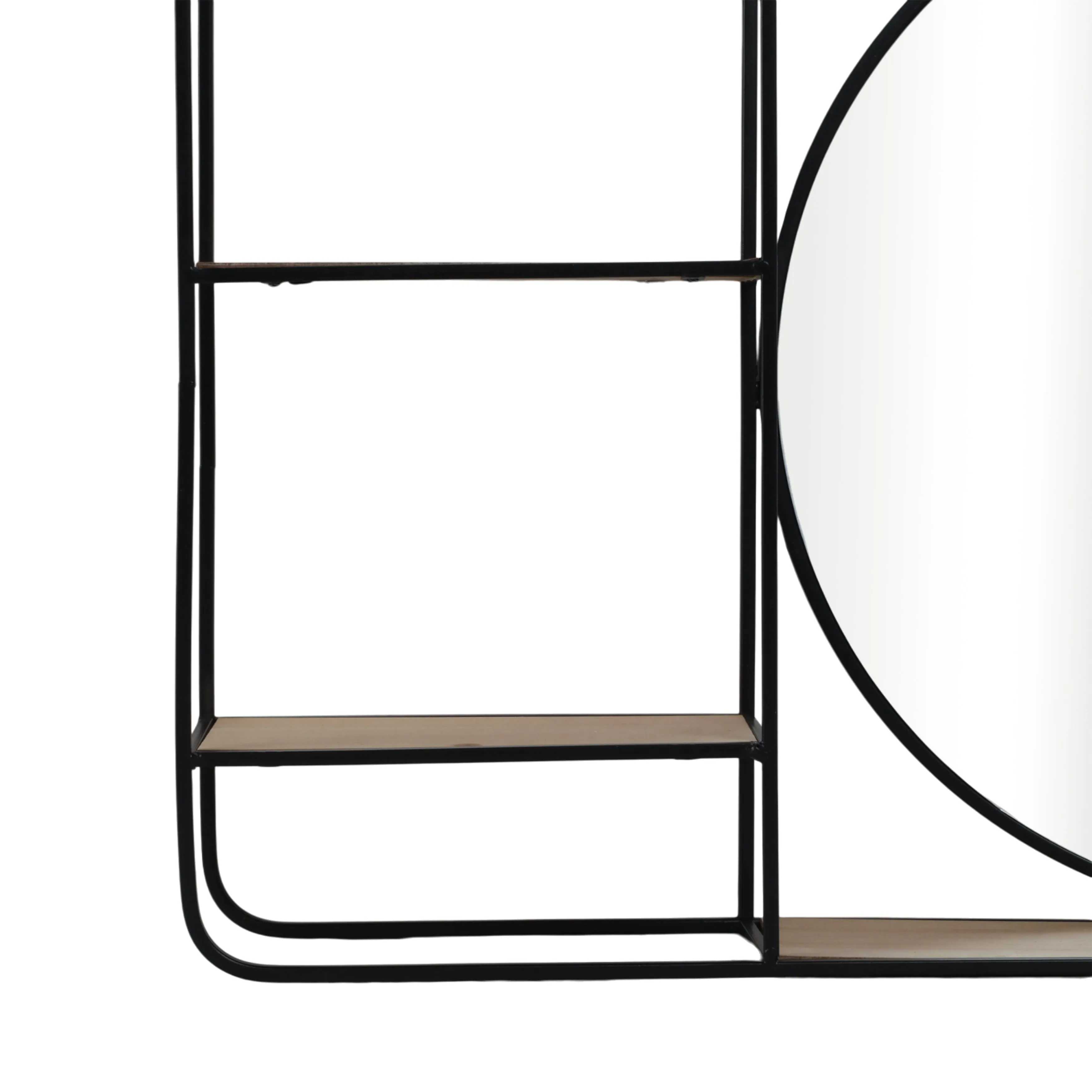 METAL/WOOD 30"LWALL SHELF WITH MIRROR, BLACK