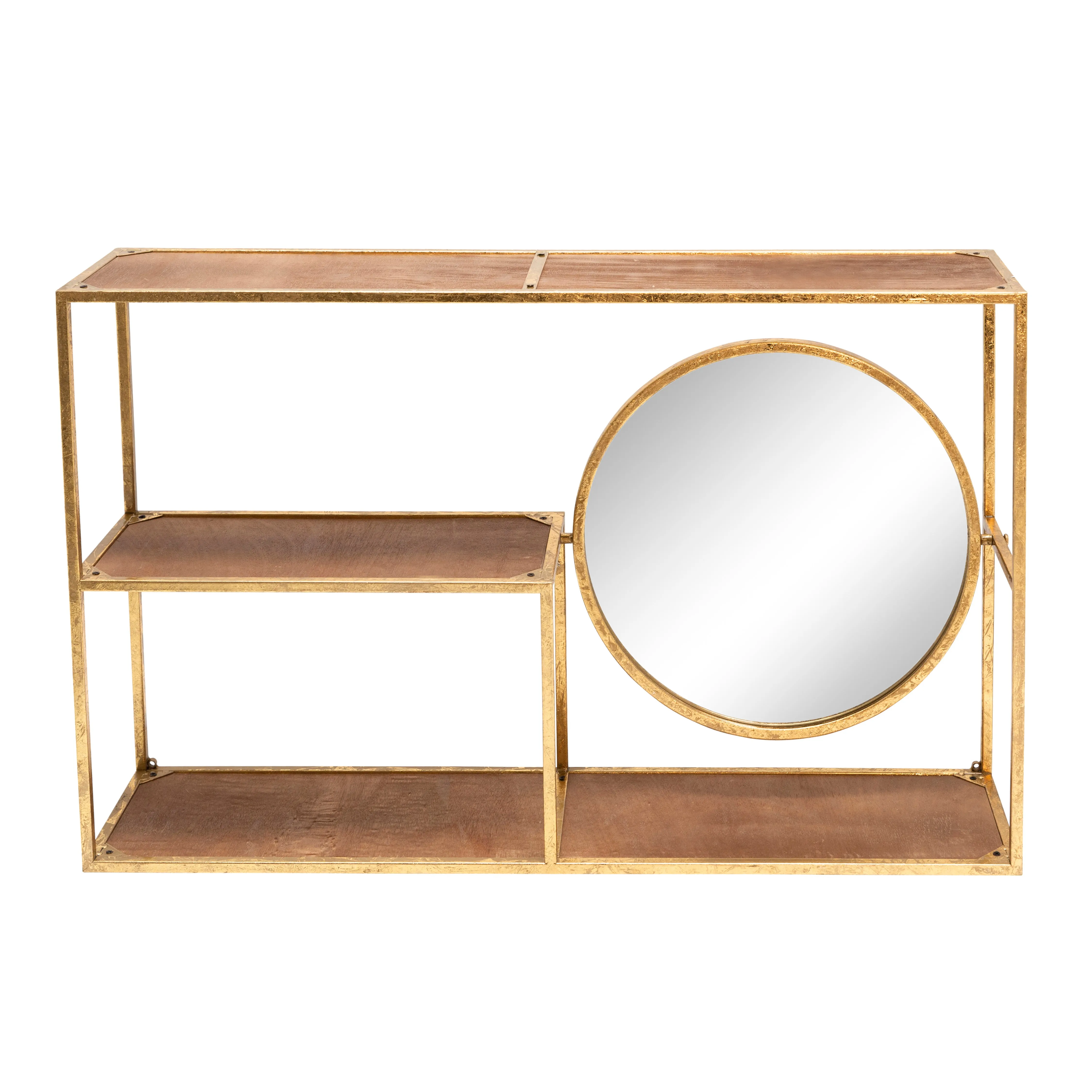 METAL/WOOD, WALL STORAGE W/ MIRROR WHITE/GOLD