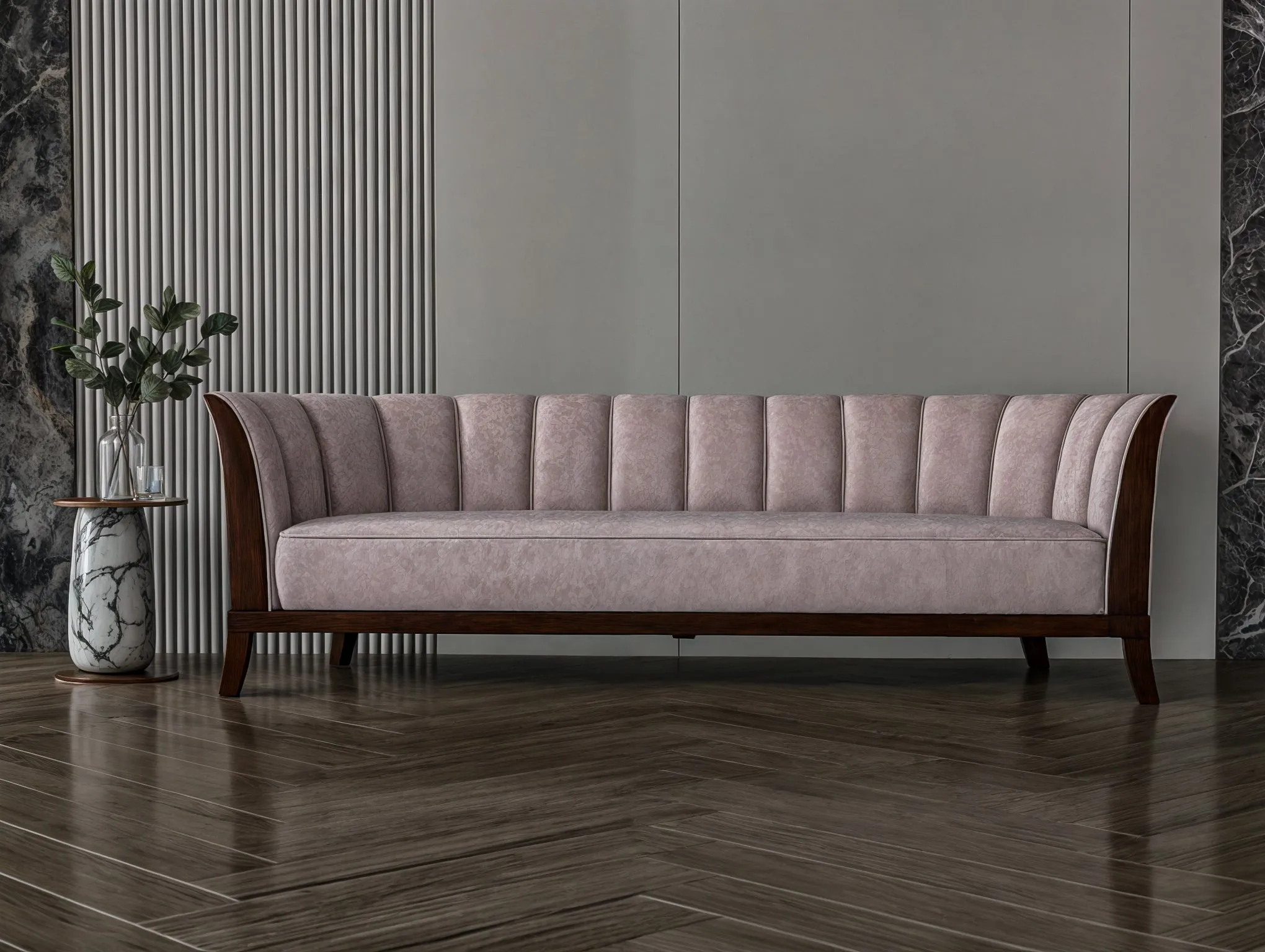 Mocha chanel fabric sofa 220x83x45 cm