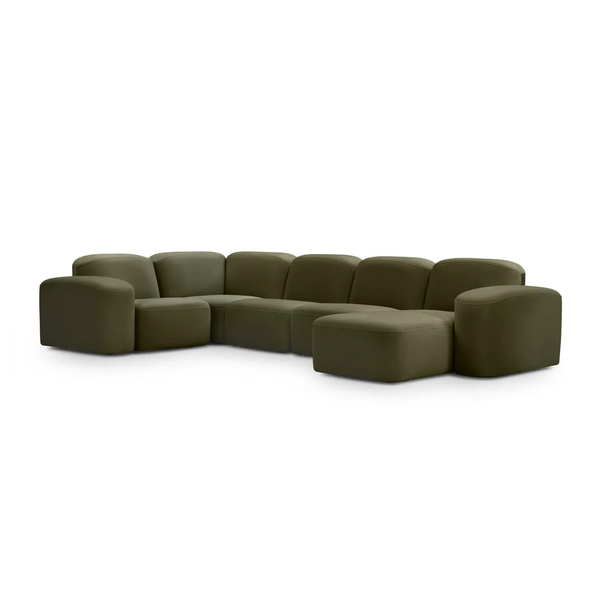 Muse 5 Piece LAF Modular Chaise Sofa (Malibu Matcha)