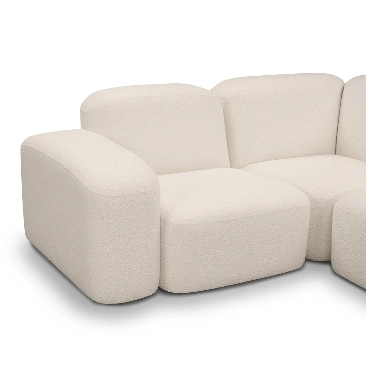 Muse 5 Piece RAF Modular Chaise Sofa (Bronte Whipped Cream)