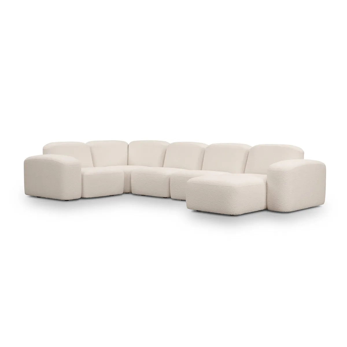Muse 5 Piece RAF Modular Chaise Sofa (Bronte Whipped Cream)